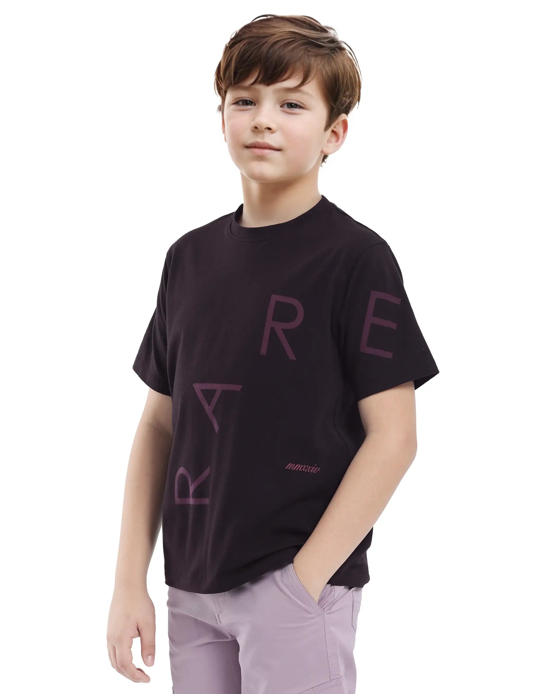 Rare Ones Kids Drax-K Dark Brown Cotton Blend Half Sleeve Slip-On Printed Regular Fit T-Shirt
