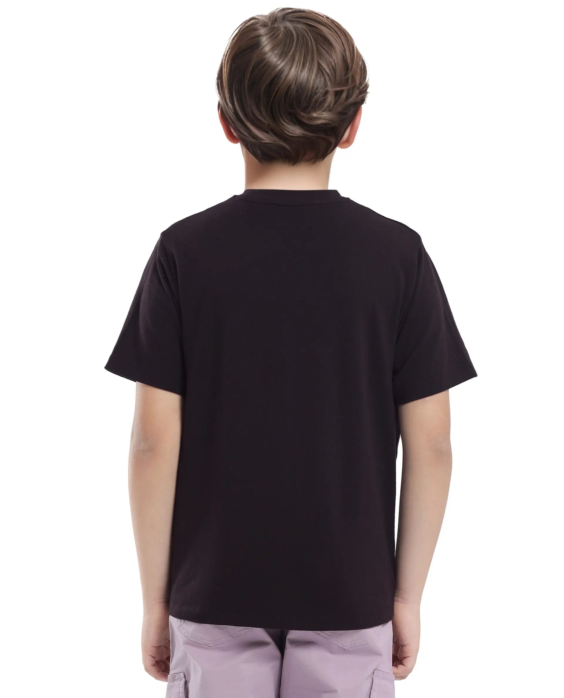 Rare Ones Kids Drax-K Dark Brown Cotton Blend Half Sleeve Slip-On Printed Regular Fit T-Shirt