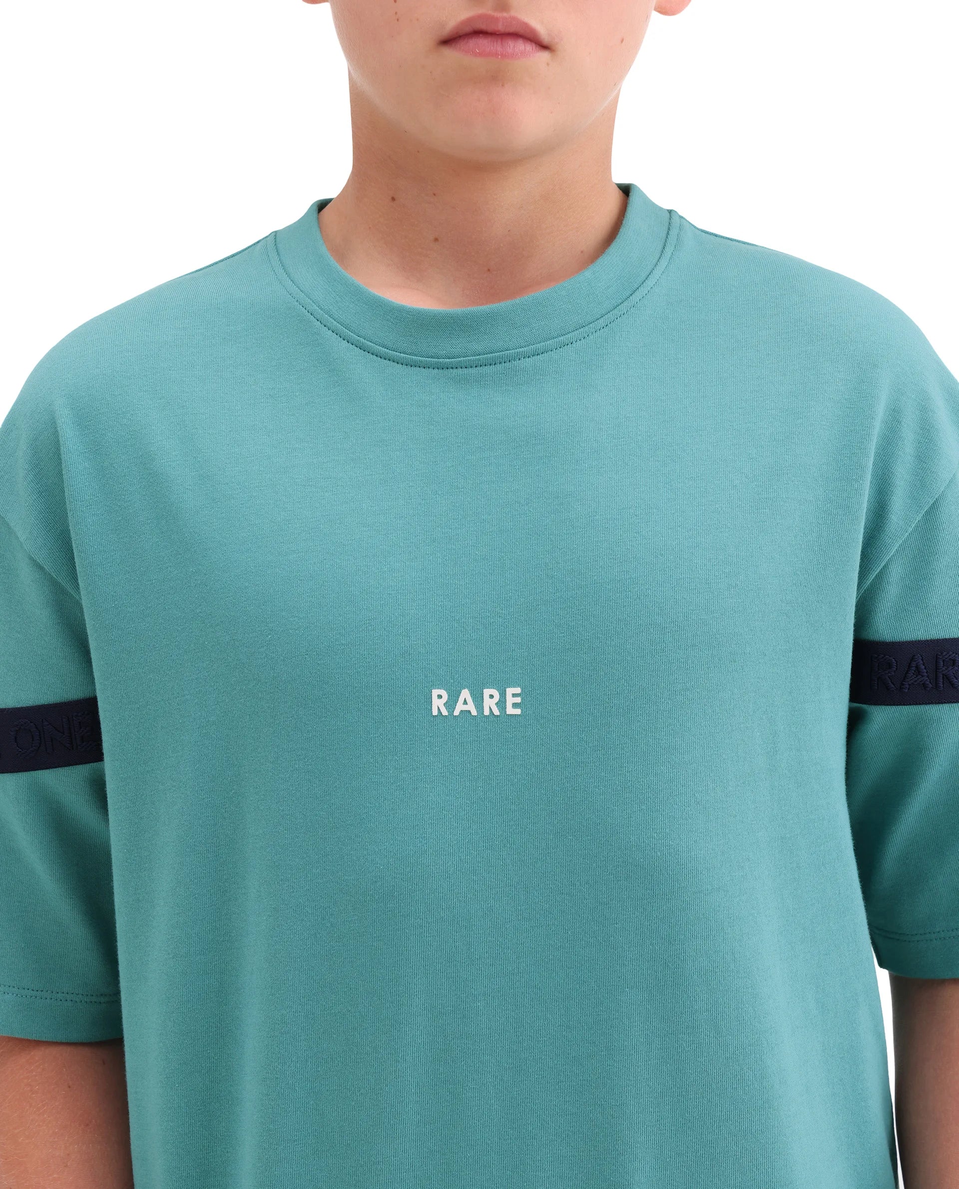 Rare Ones Kids Dream Teal Cotton Fabric Pull-On Closure Badge Applique Oversized Fit T-Shirt