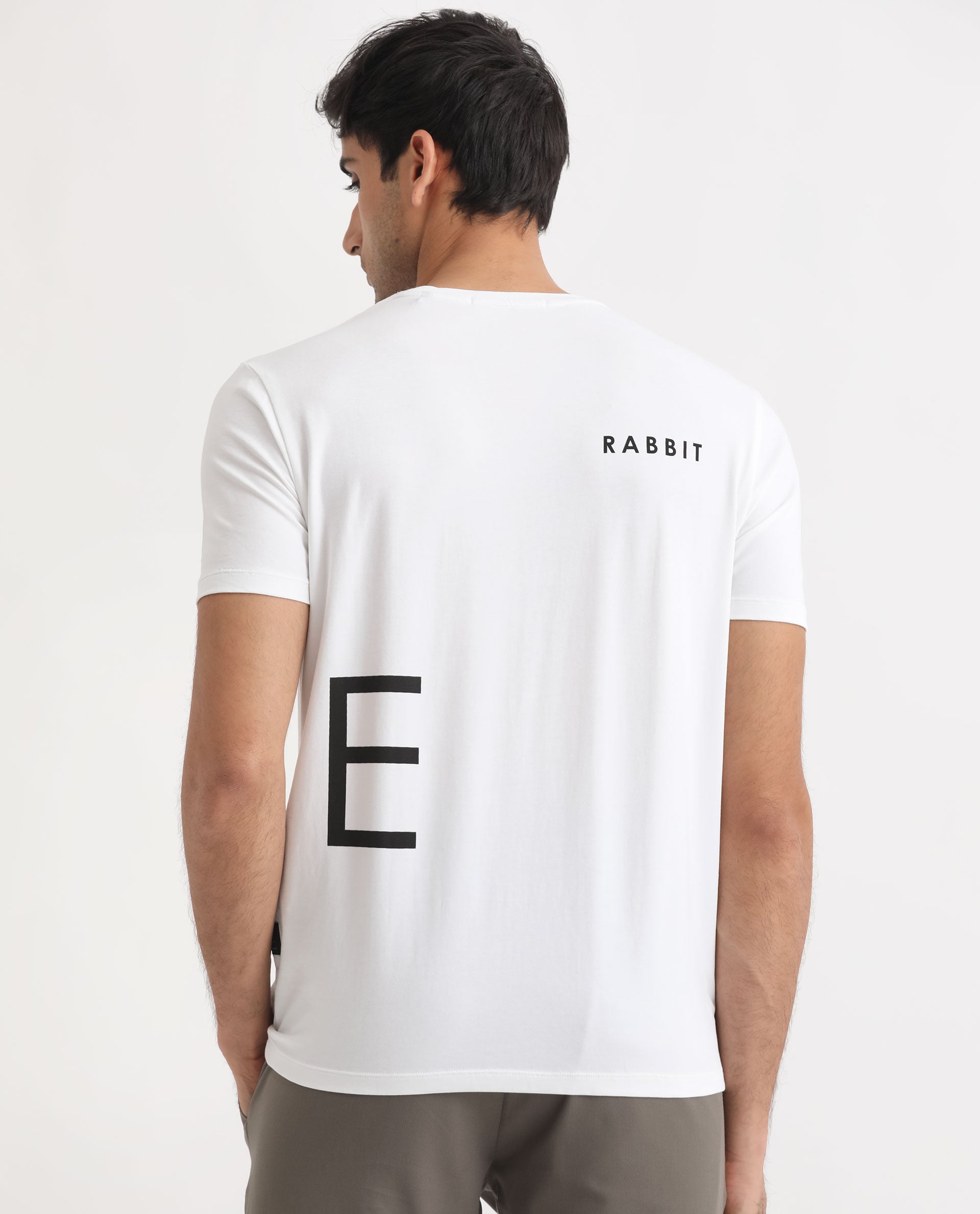 Rare Rabbit Men's Drover White Crew Neck Overall Placement Print Branding Half Sleeves T-Shirt