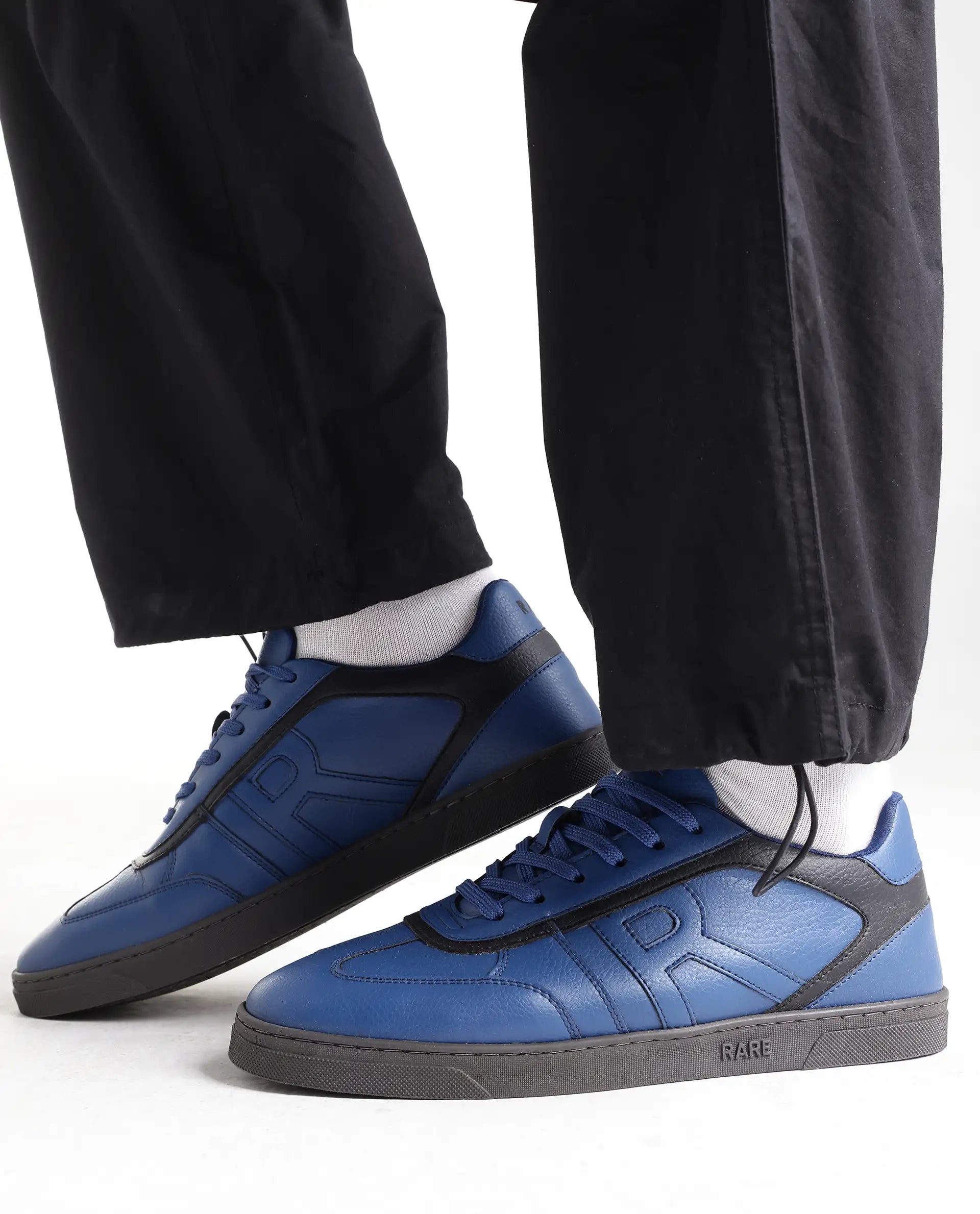 Rare Rabbit Men's Dual Navy Micro Leather Sneaker