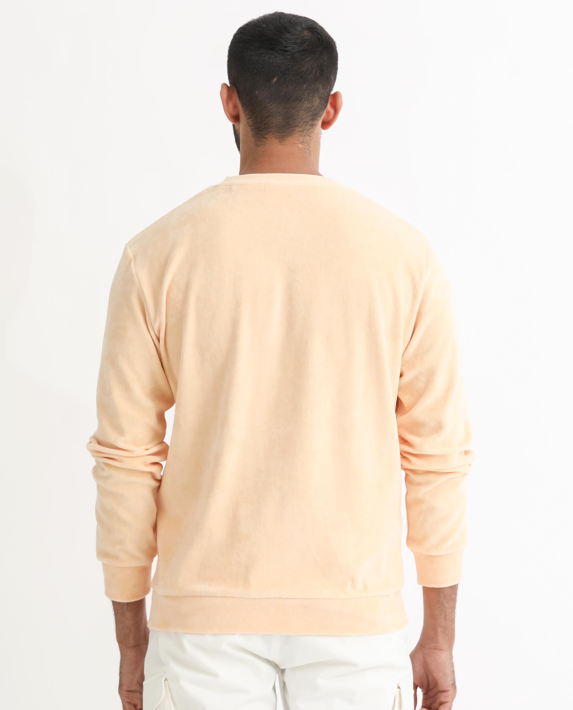 Rare Rabbit Mens Dube Yellow Cotton Polyester Vellore Velvet Fabric Round Neck Full Sleeves Comfortable Fit Knitted Sweatshirt