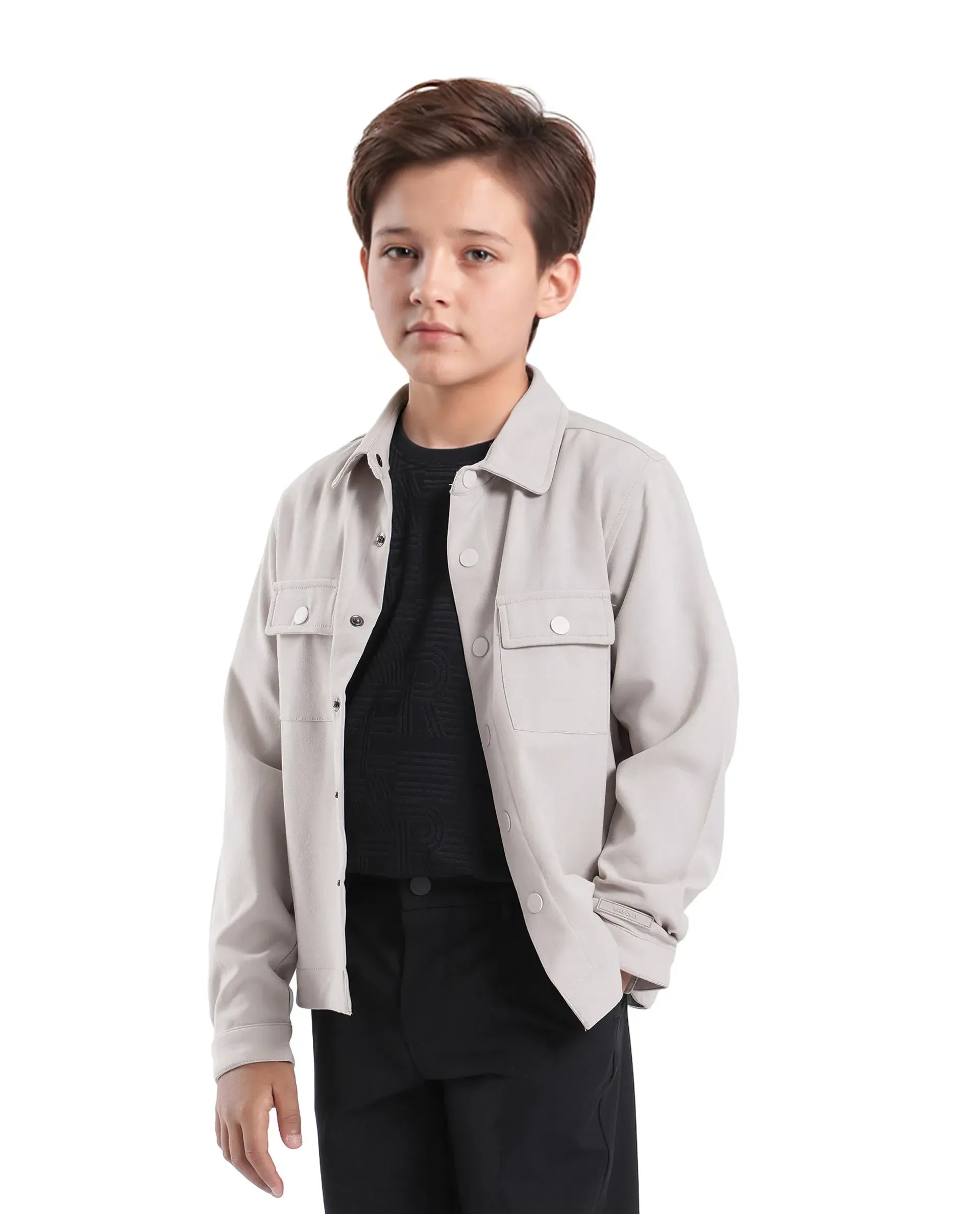 Rare Ones Kids Duno Light Beige Cotton Solid Button Closure Full Sleeve Regular Fit Jacket