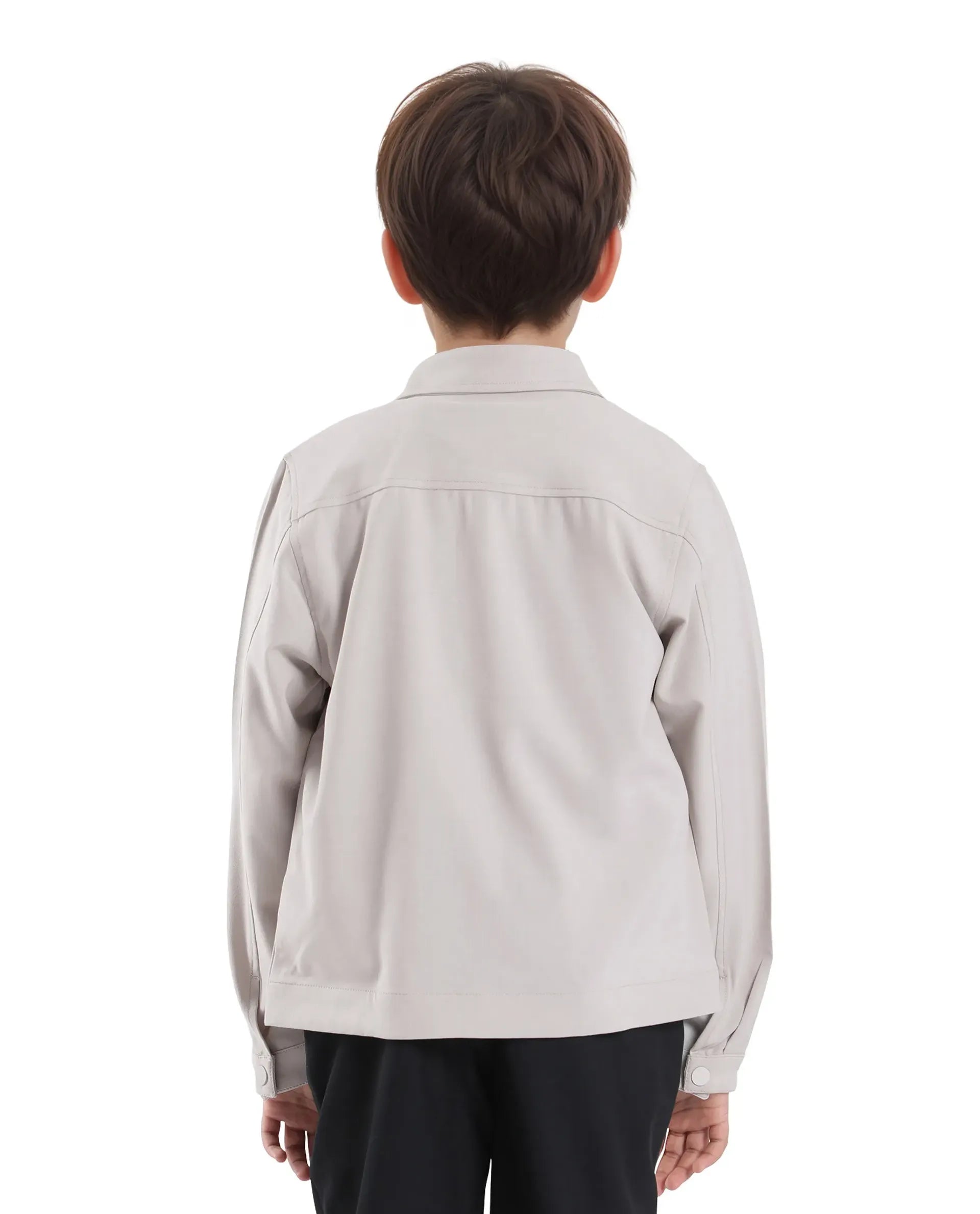 Rare Ones Kids Duno Light Beige Cotton Solid Button Closure Full Sleeve Regular Fit Jacket