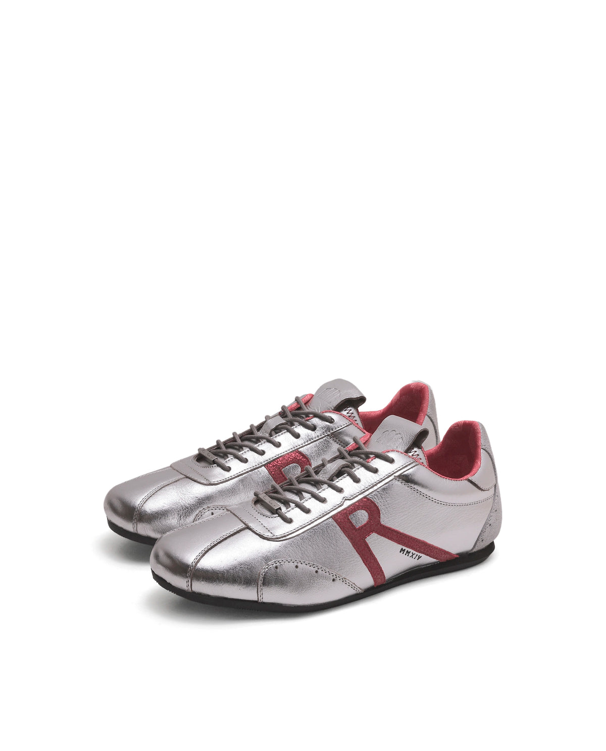 Rarez Men's Dust Metalic Silver Leather Regular Sneaker