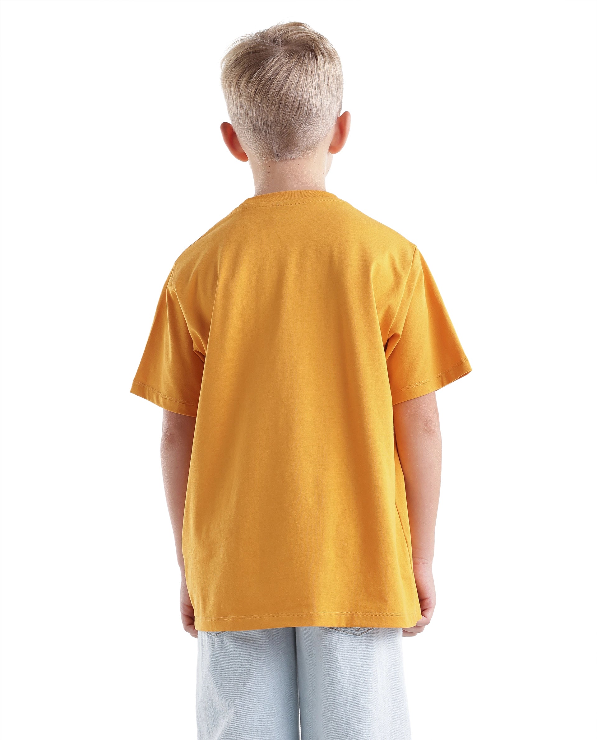 Rare Ones Kids Elyn Dark Yellow Cotton Blend Fabric Pull-On Closure Regular Fit Graphic Print T-Shirt