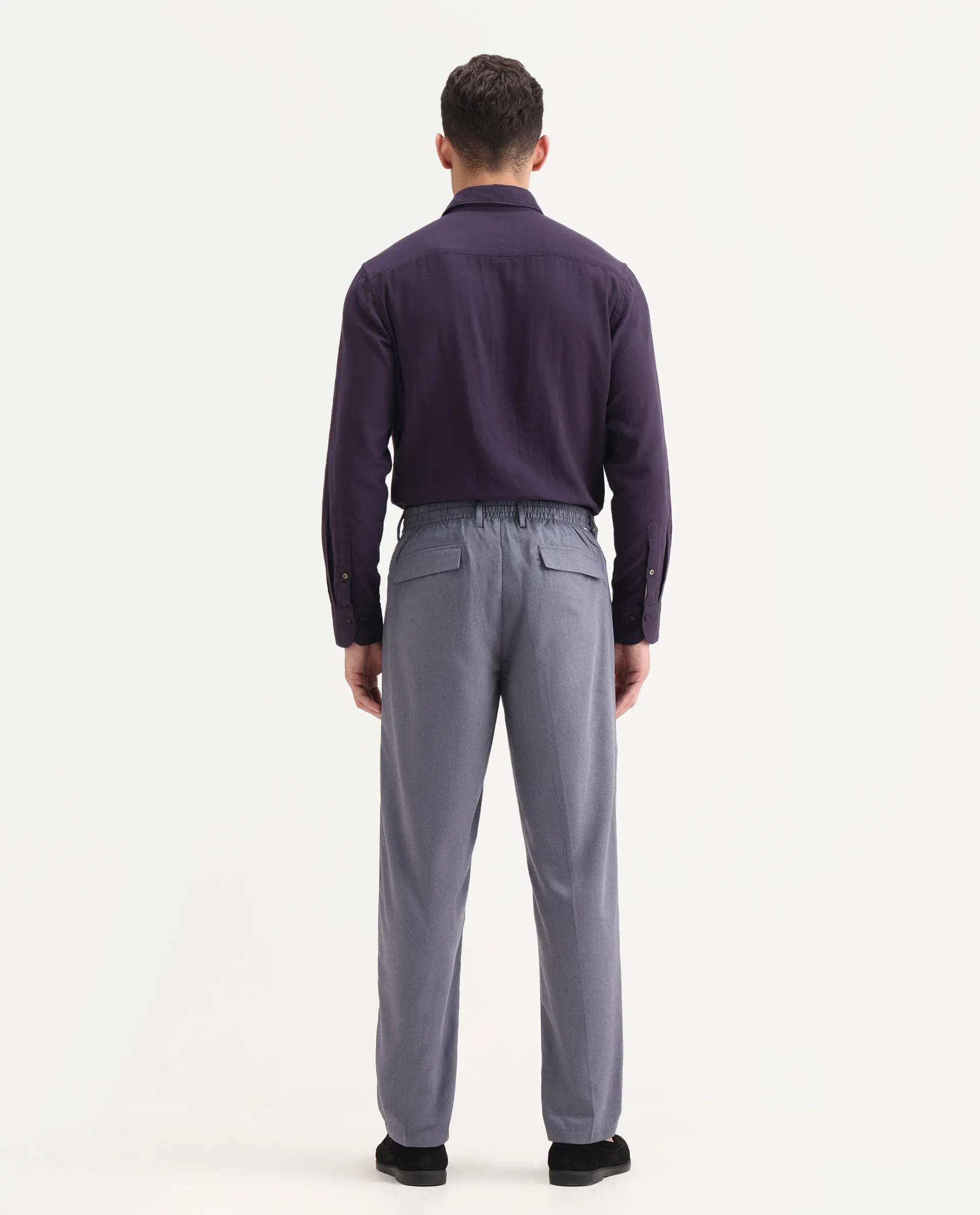 Rare Rabbit Men's Echo Light Purple Cotton Plain Regular Fit Trouser