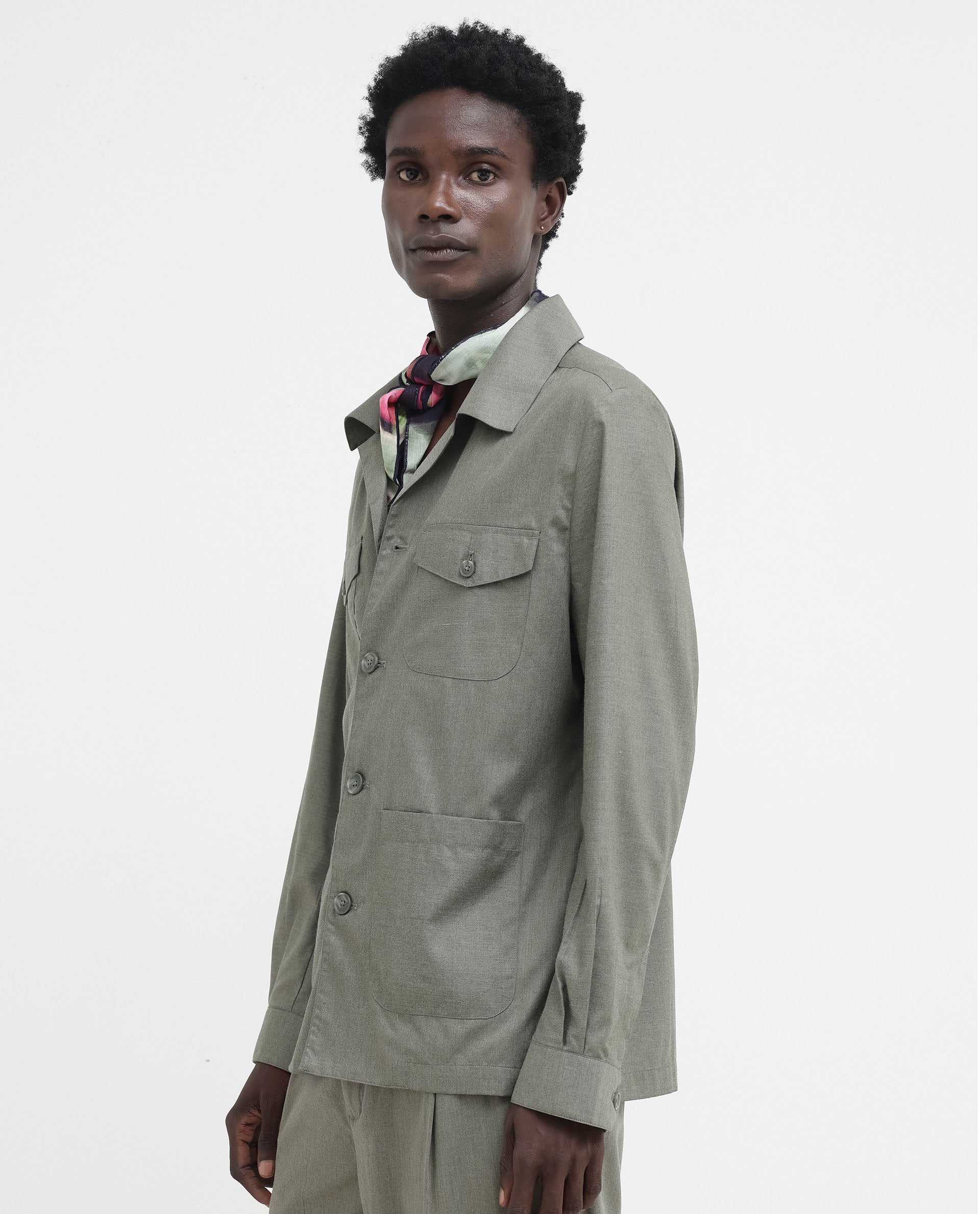 Rare Rabbit Mens Echos Light Olive Full Sleeve Collared Neck Two Flap Pocket Solid Jacket