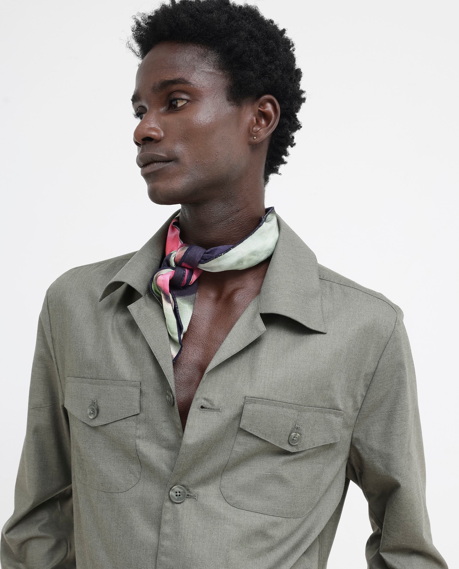 Rare Rabbit Mens Echos Light Olive Full Sleeve Collared Neck Two Flap Pocket Solid Jacket