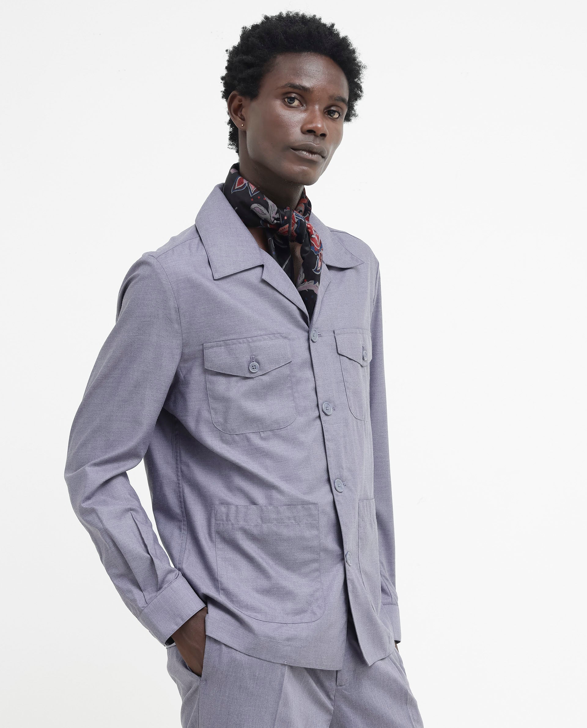 Rare Rabbit Mens Echos Purple Full Sleeve Collared Neck Two Flap Pocket Solid Jacket