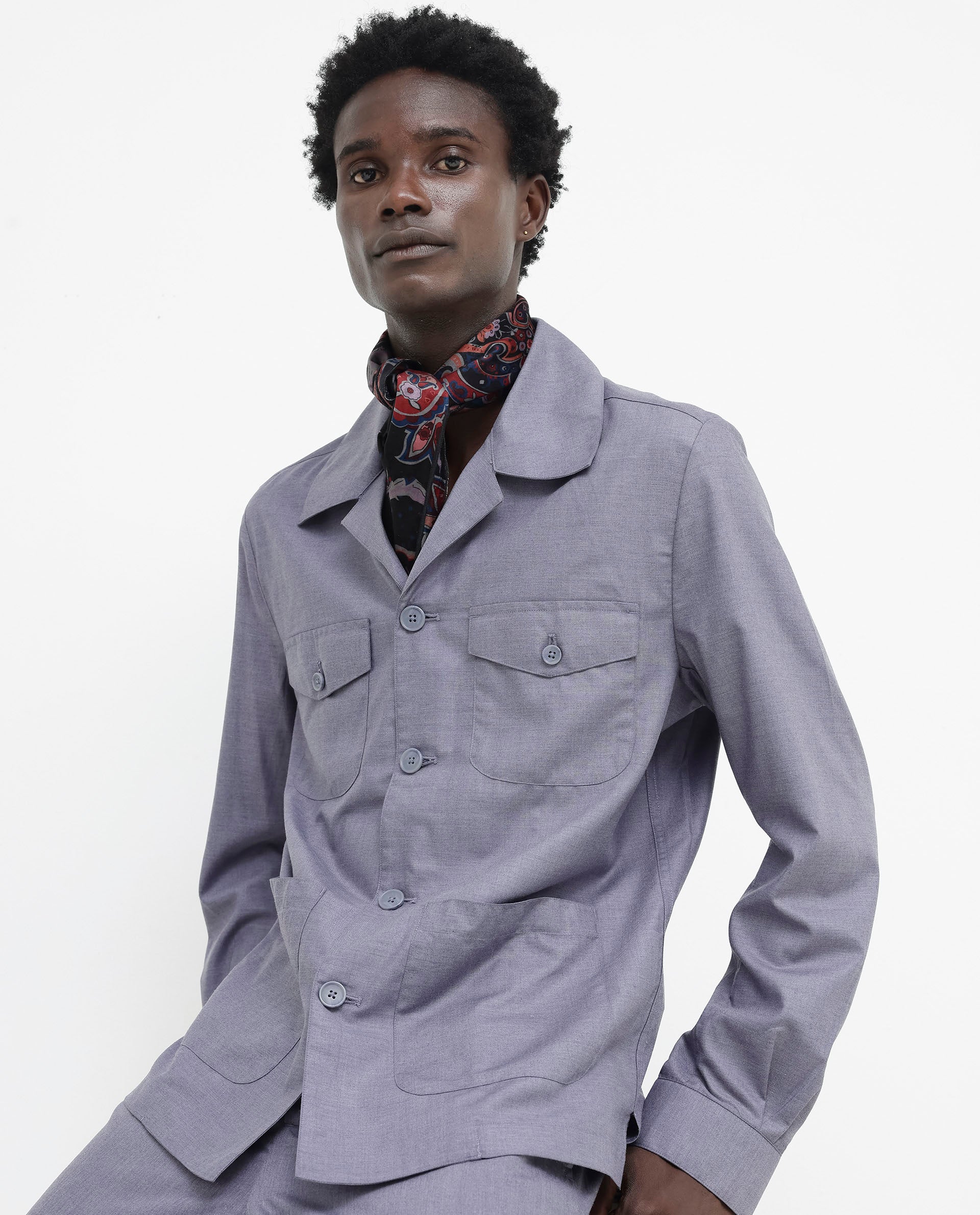 Rare Rabbit Mens Echos Purple Full Sleeve Collared Neck Two Flap Pocket Solid Jacket