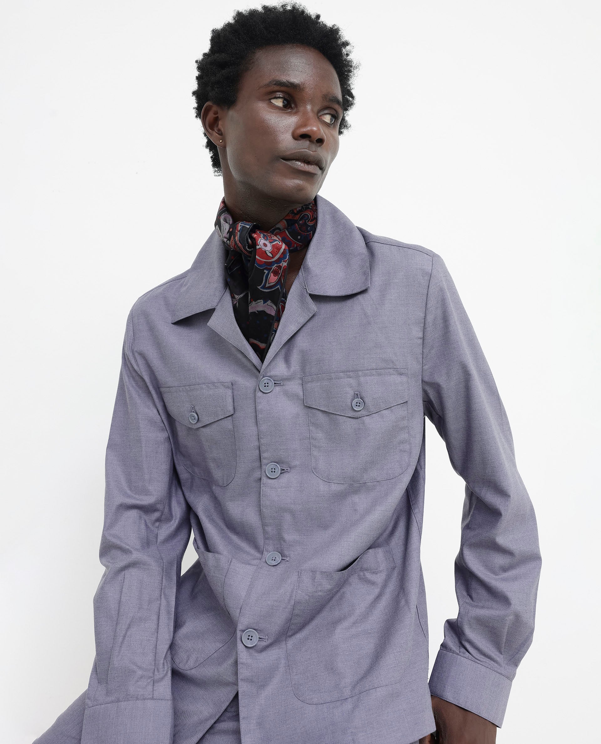 Rare Rabbit Mens Echos Purple Full Sleeve Collared Neck Two Flap Pocket Solid Jacket