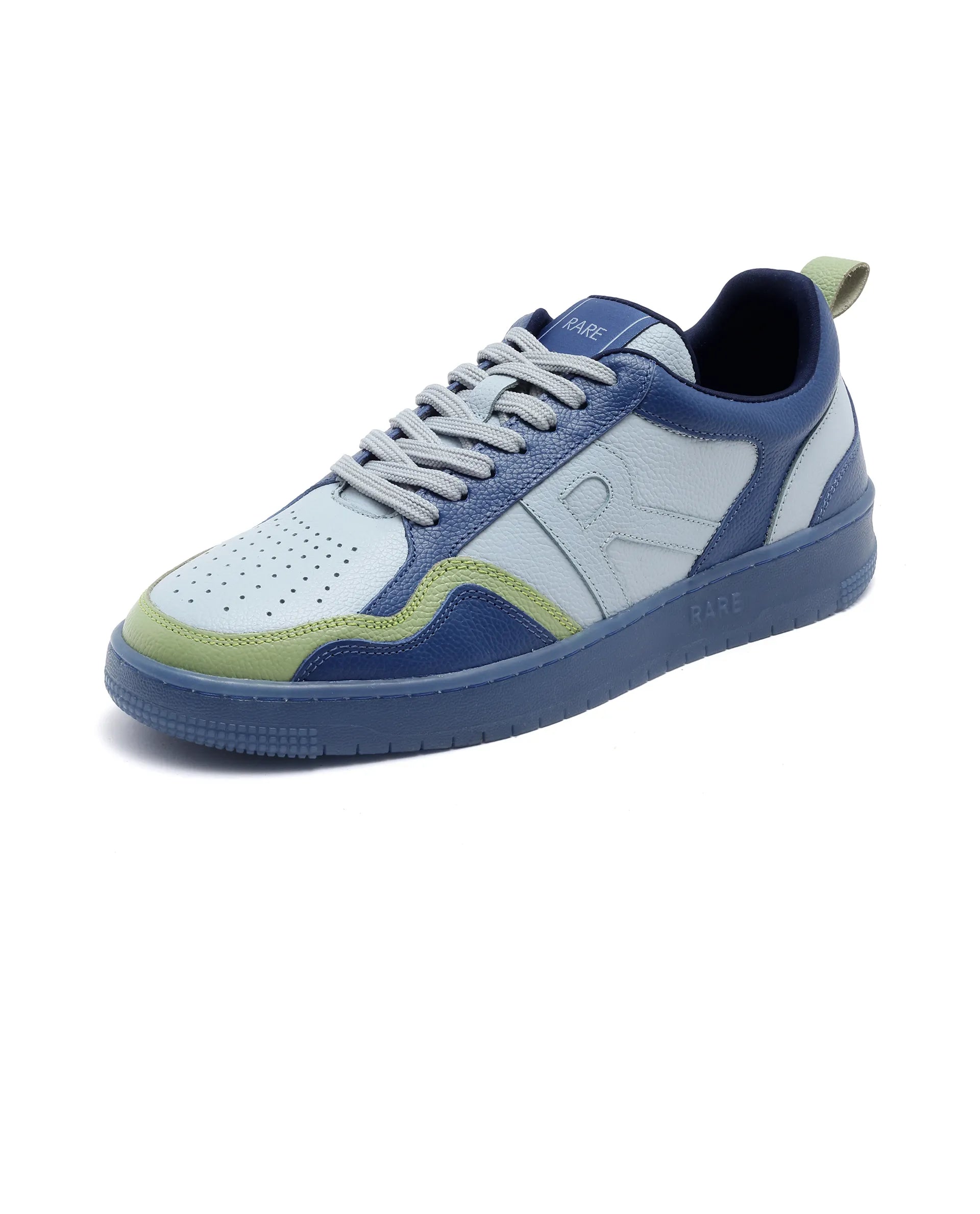 Rare Rabbit Men Edamon Blue Leather Lace-Up Sneaker