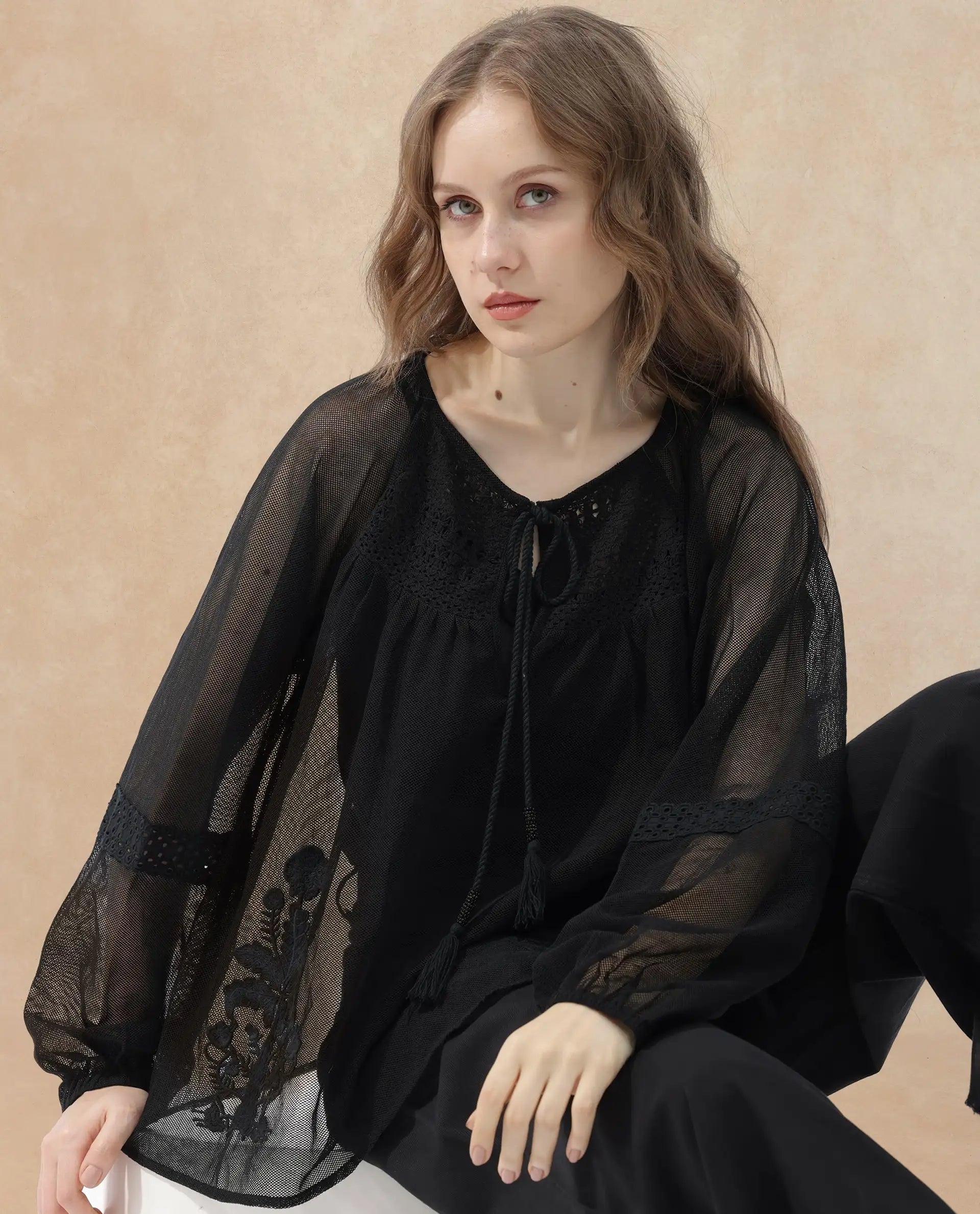 Rareism Womens Ela Black Top Dyed