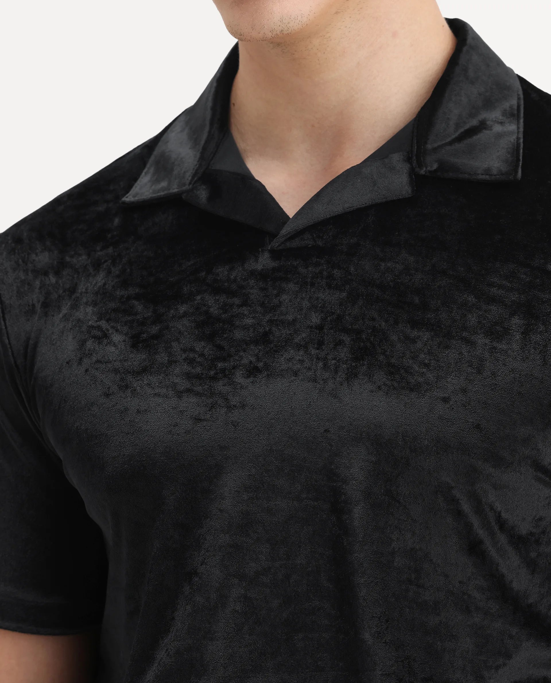 Rare Rabbit Men's Electro 1 Black Polyester Plain Regular Fit Half Sleeve Polo