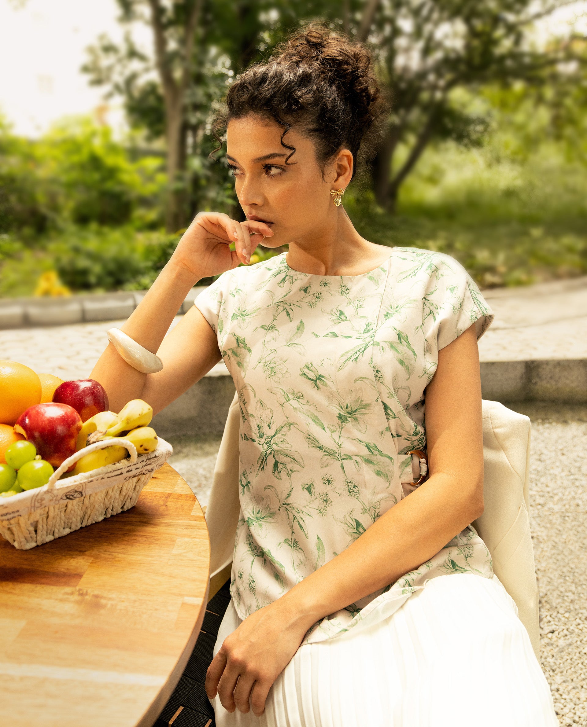 Rareism Women's Eligh Light Green Polyester Extended Sleeves Round Neck Regular Fit Top