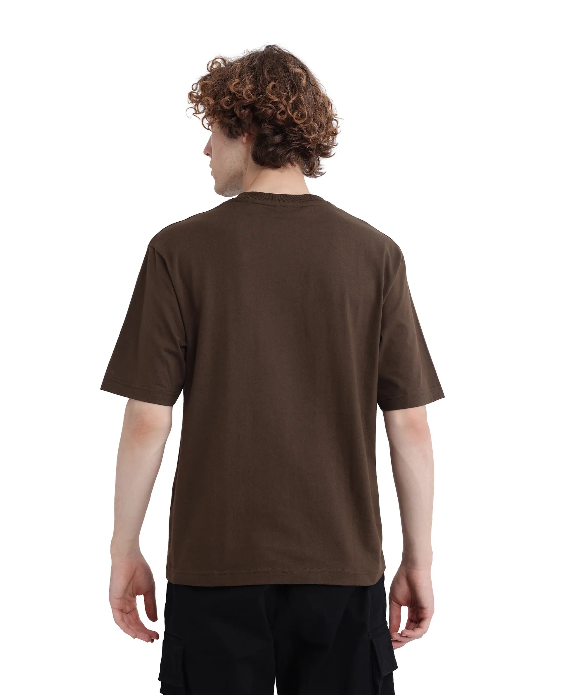 Rare Rabbit Men Ello Olive Short Sleeve Crew Neck Boxy Fit HD Print T-Shirt