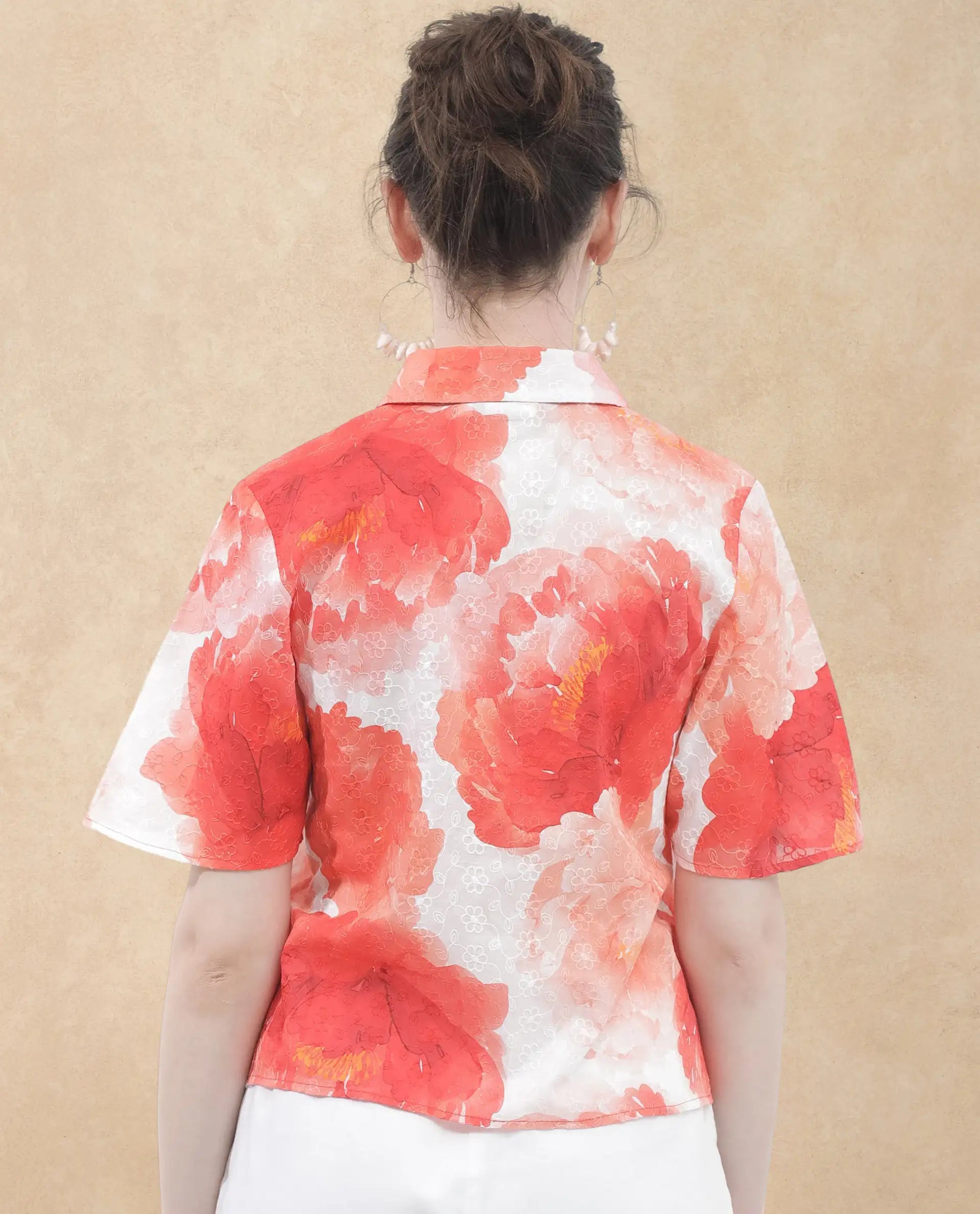 Rareism Women Elmaso Pink Cotton Fabric Full Sleeve Collared Neck Embroidered Top