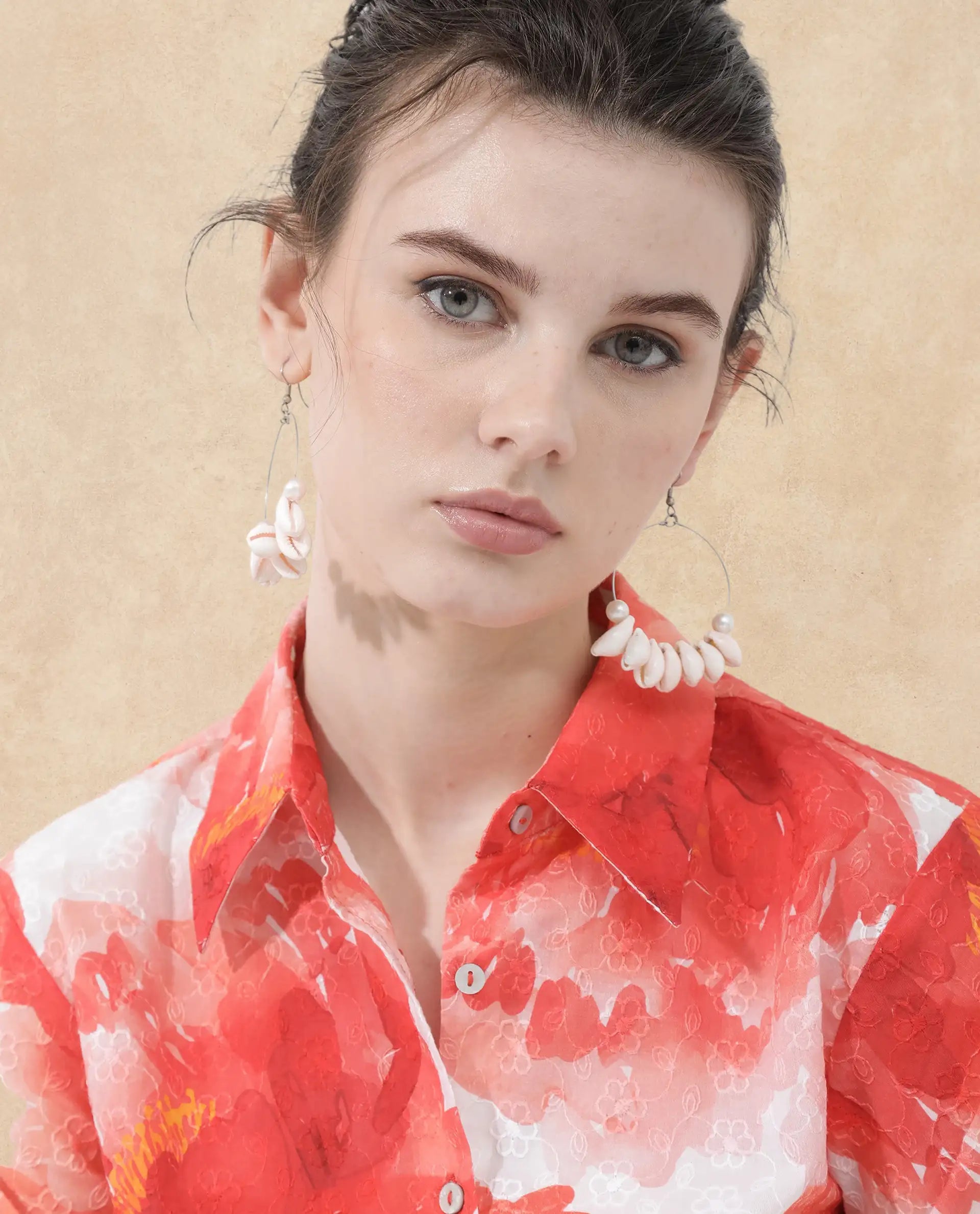 Rareism Women Elmaso Pink Cotton Fabric Full Sleeve Collared Neck Embroidered Top