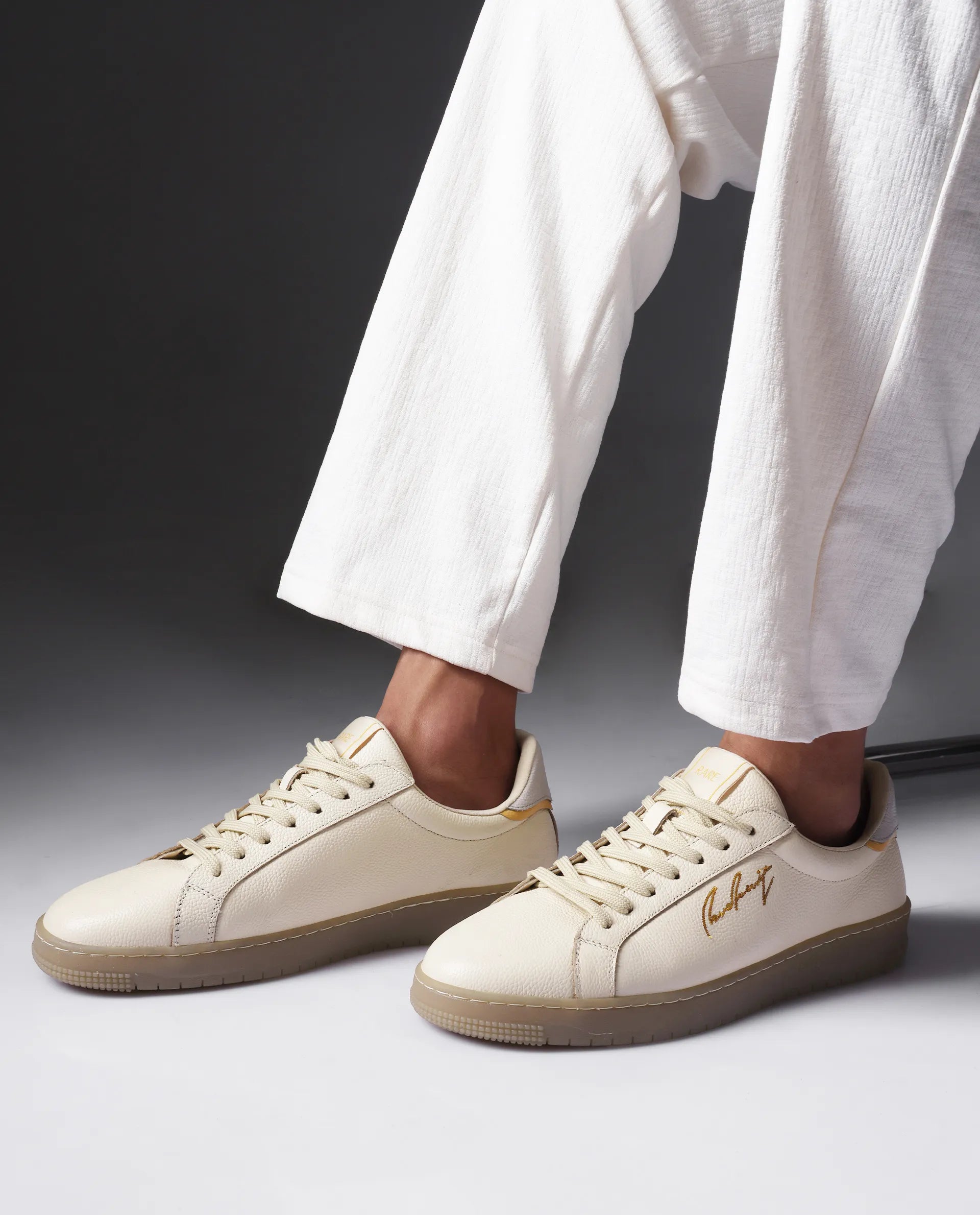 Rare Rabbit Men Elton Beige Lace-Up Closure Sneaker