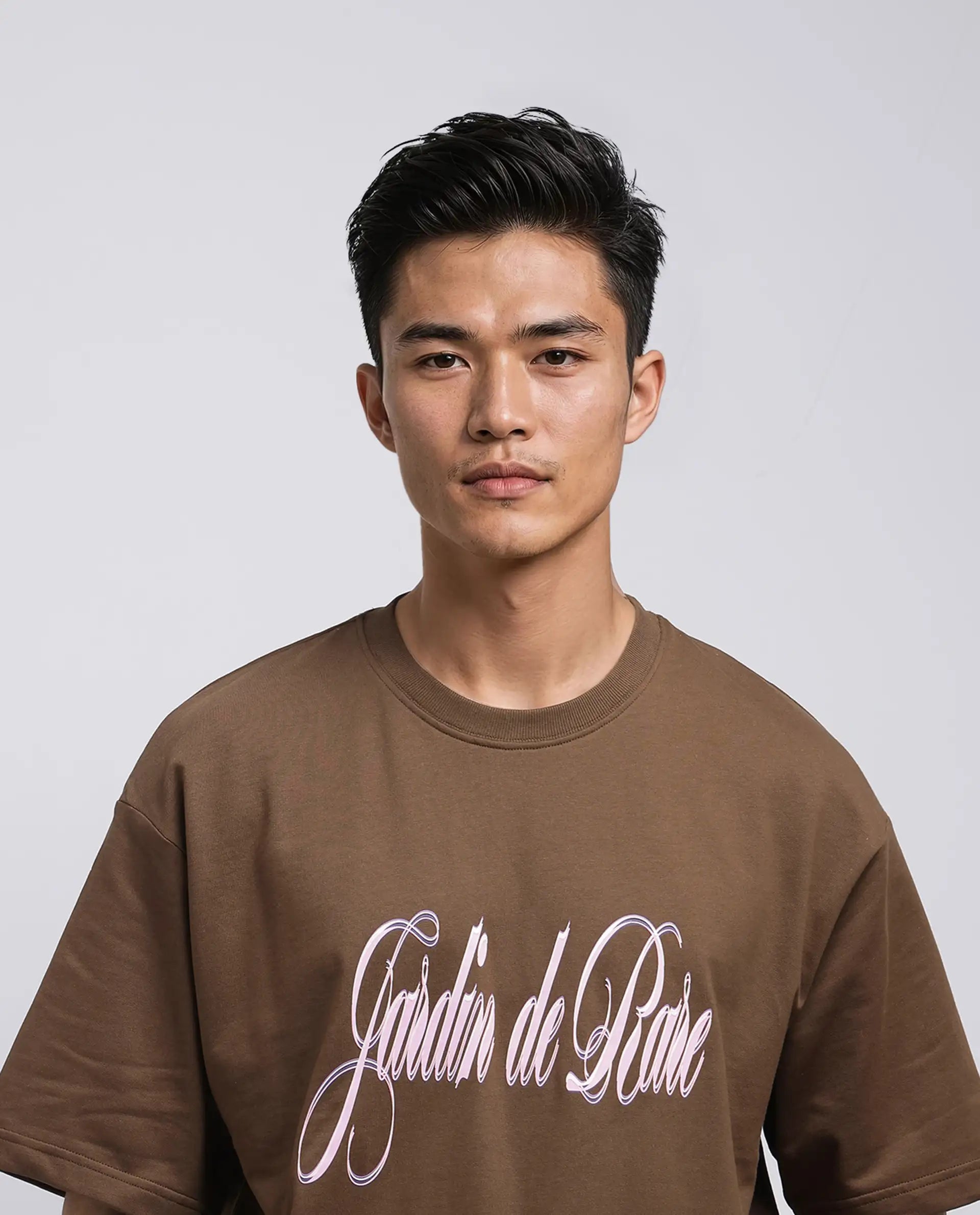 Rare Rabbit Men Elton Brown Cotton Fabric Short Sleeve Crew Neck Oversized Fit Hd Print T-Shirt