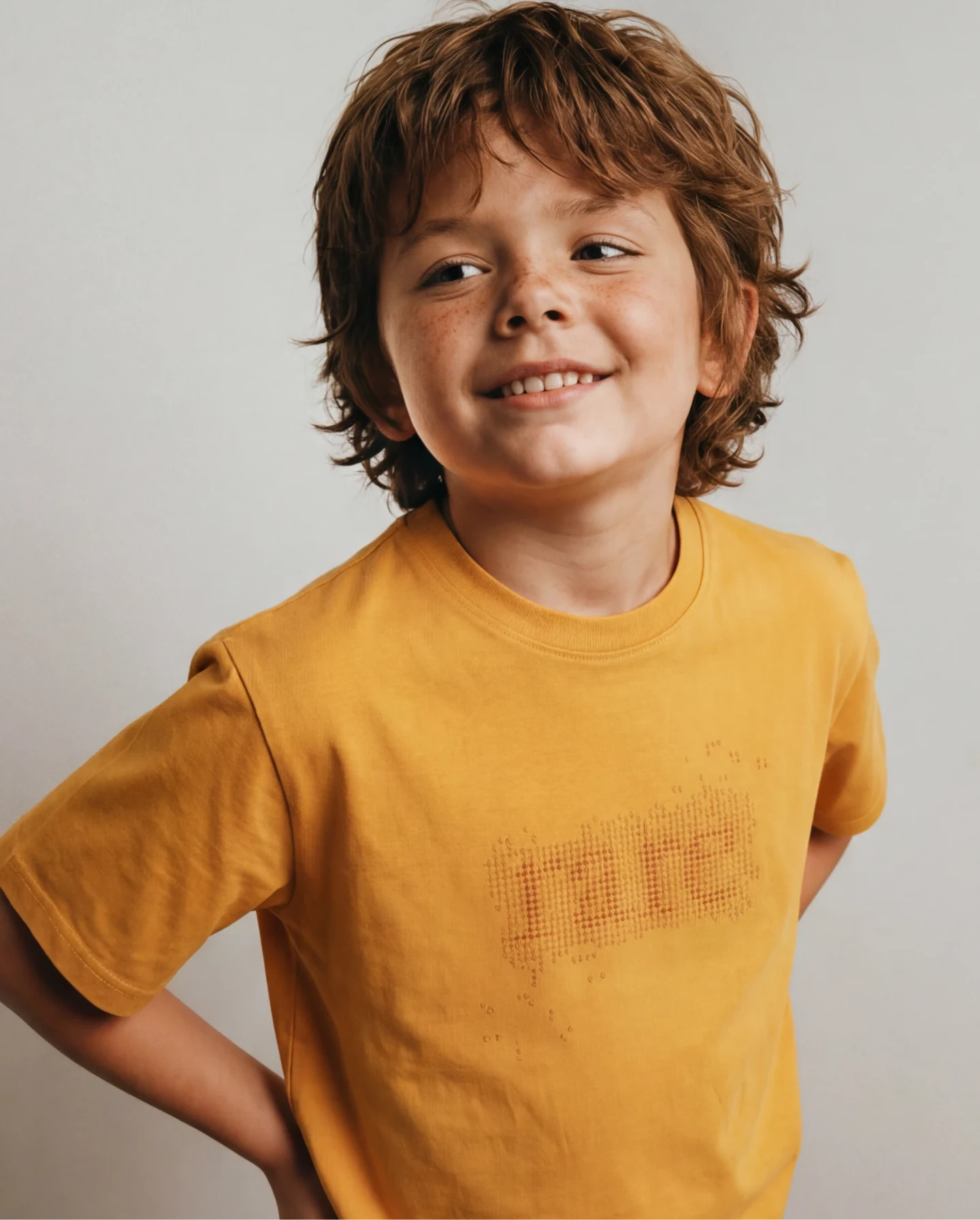 Rare Ones Kids Elyn Dark Yellow Cotton Blend Fabric Pull-On Closure Regular Fit Graphic Print T-Shirt