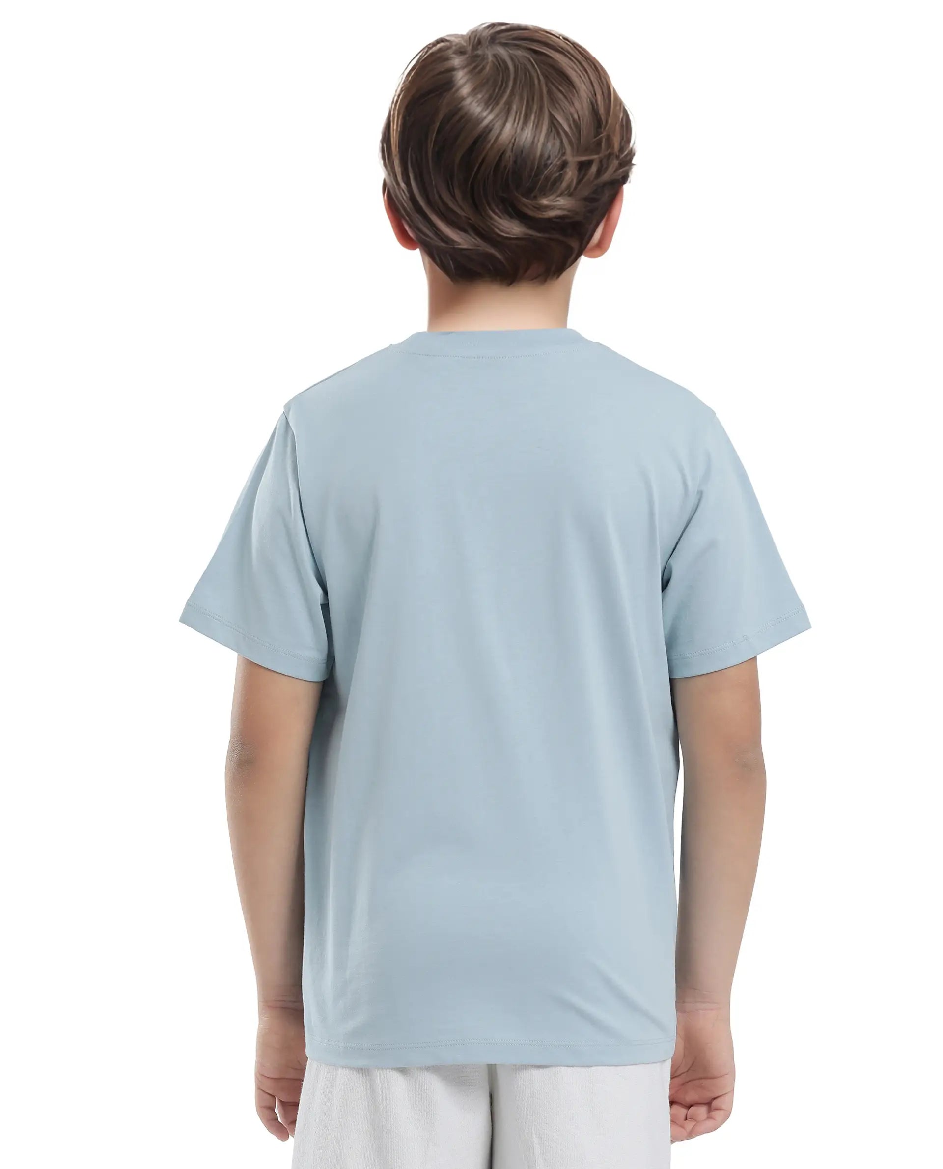 Rare Ones Kids Elzo-K Light Blue Cotton Half Sleeve Solid Slip-On Closure Regular Fit T-Shirt