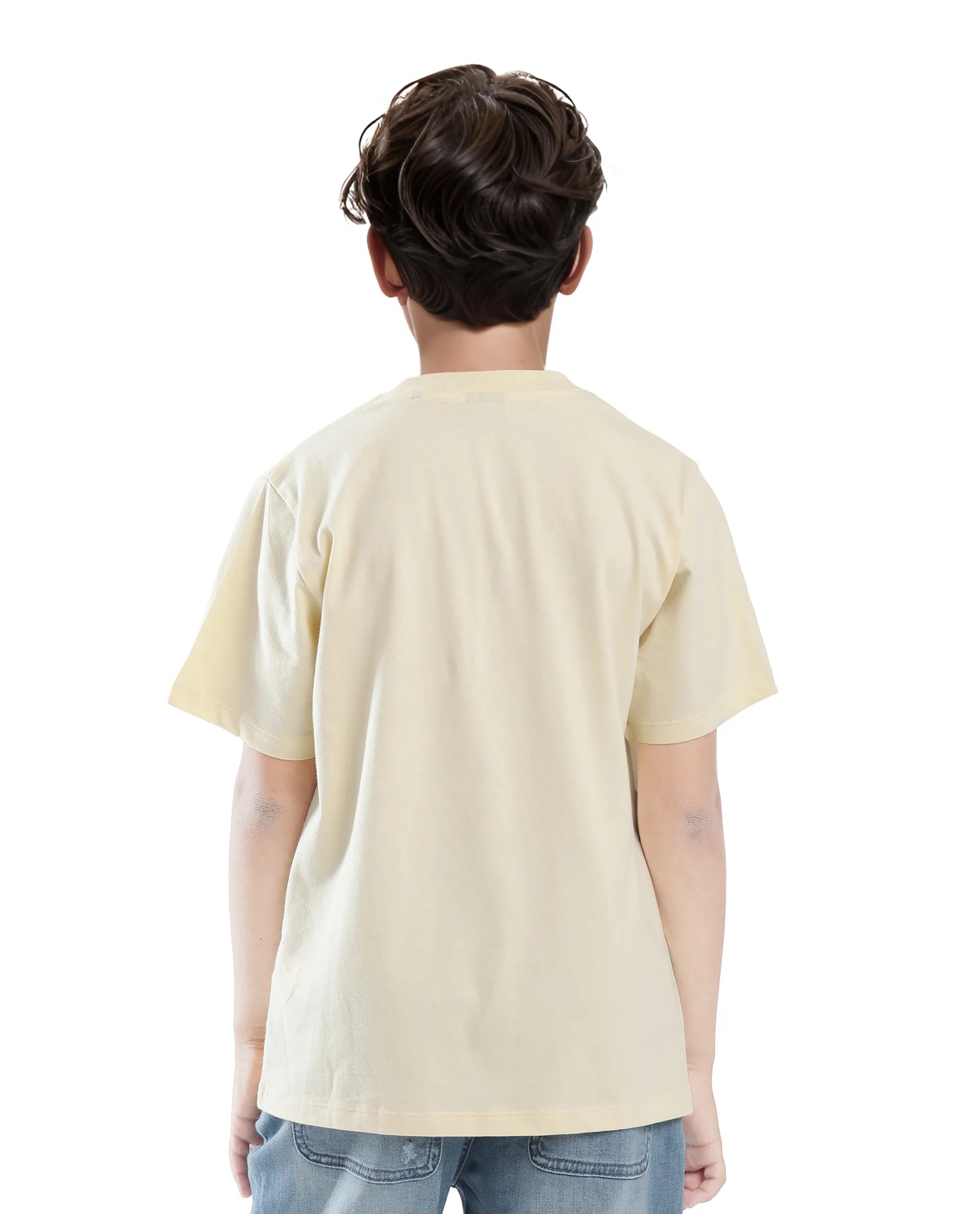 Rare Ones Kids Elzo-K Light Yellow Cotton Half Sleeve Graphic Printed Slip-On Closure Regular Fit T-Shirt