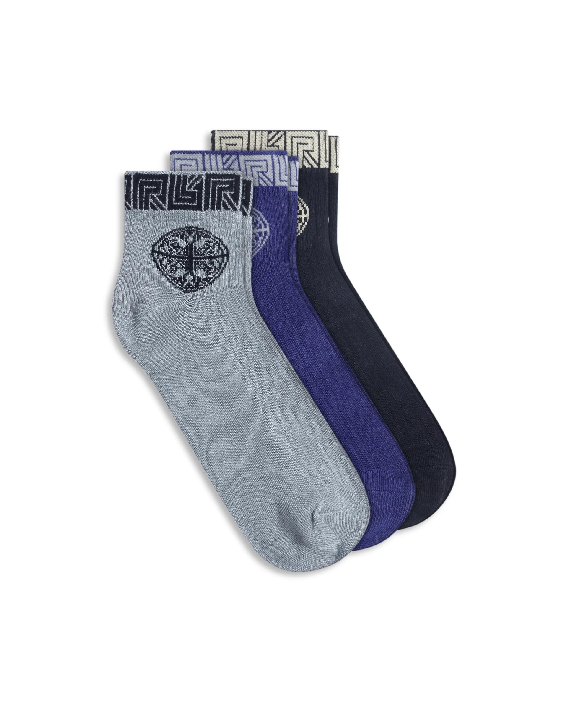 Rare Rabbit Men Emb Assorted High Ankle Socks