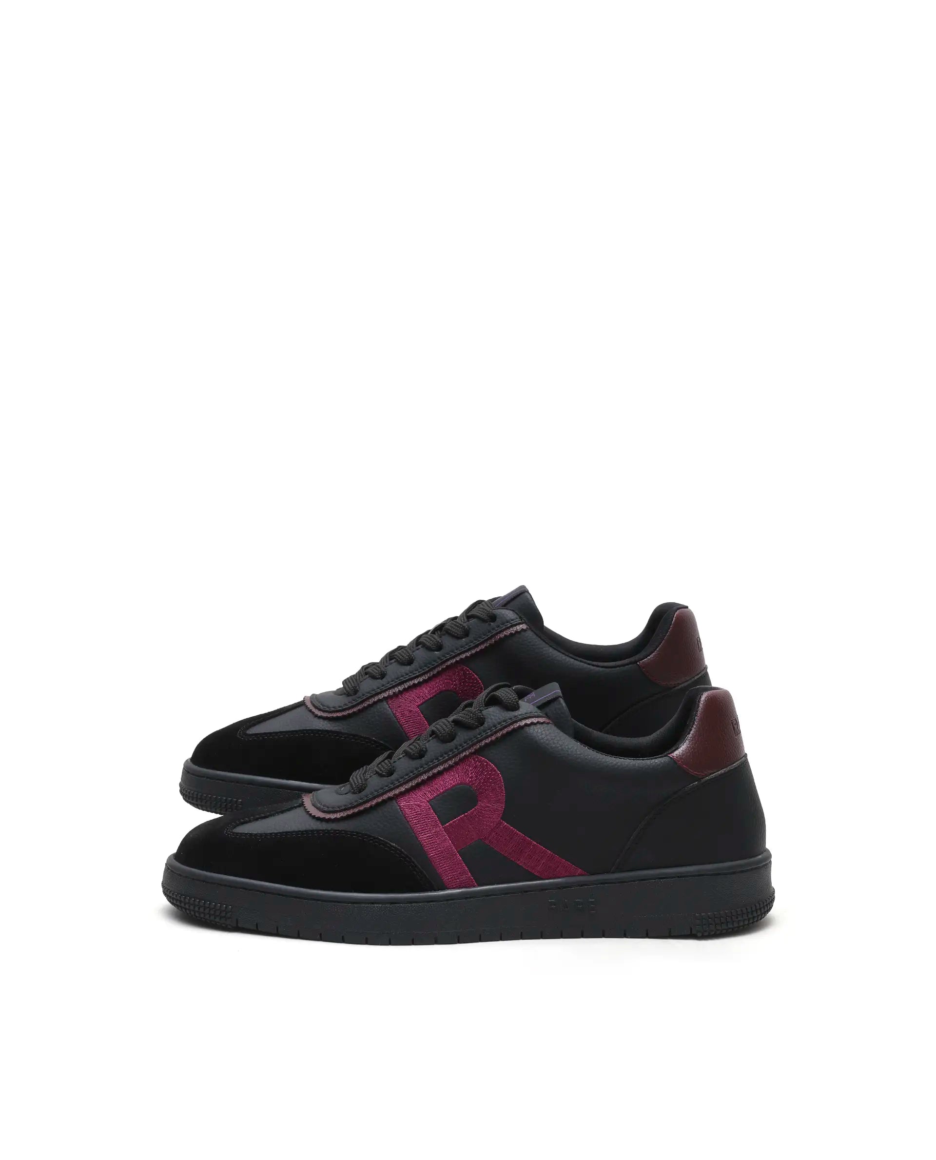 Rare Rabbit Men's Embroy Black Micro Leather Sneaker