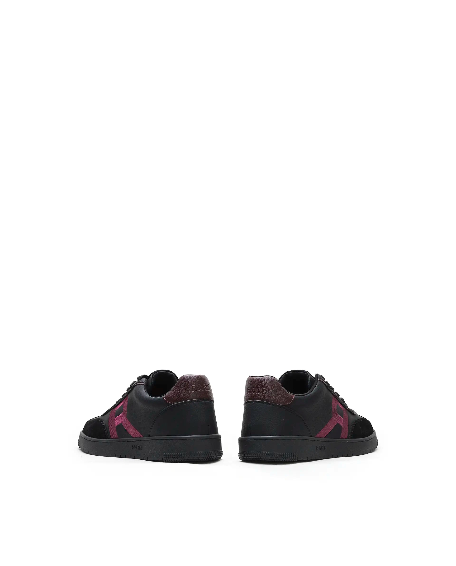 Rare Rabbit Men's Embroy Black Micro Leather Sneaker