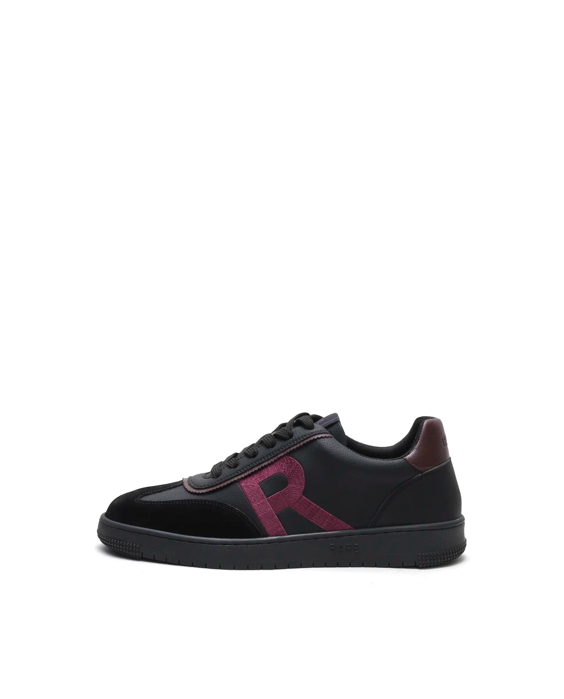 Rare Rabbit Men's Embroy Black Micro Leather Sneaker