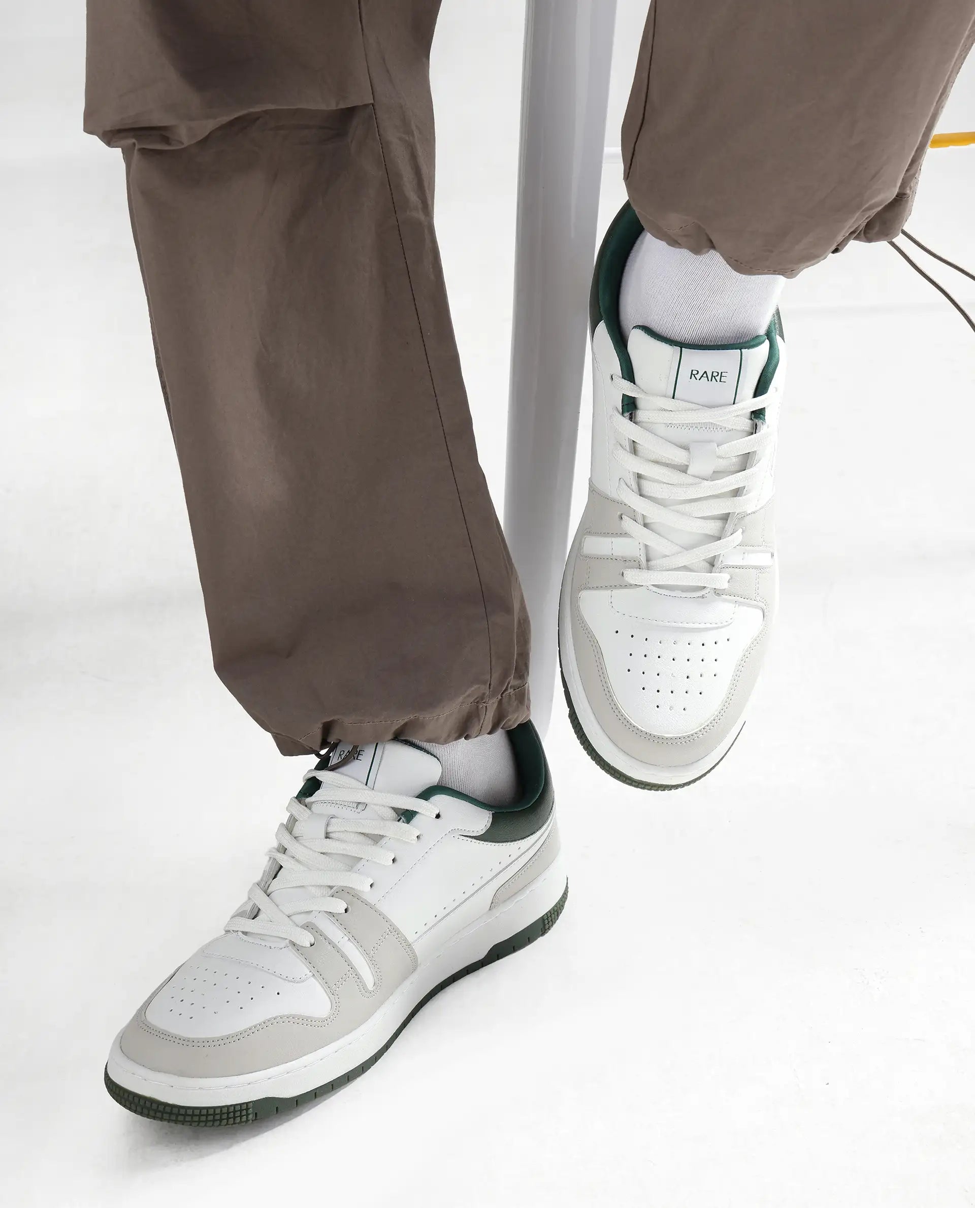 Rare Rabbit Men's Enrik White Micro Fiber Sneaker