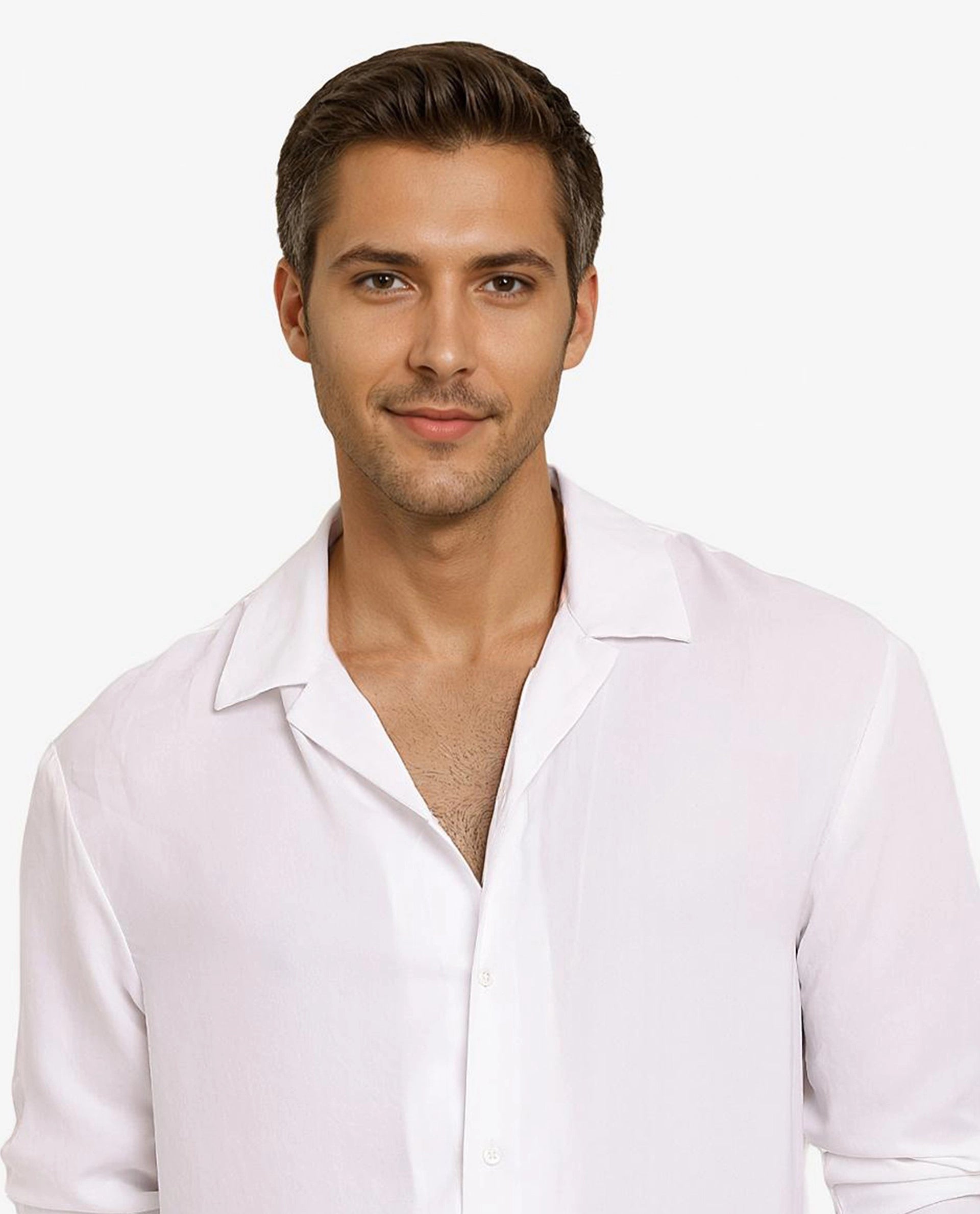 Rare Rabbit Articale Men's Enzo White Polyester Fabric Full Sleeve Collared Neck Button Closure Slim Fit Solid Shirt