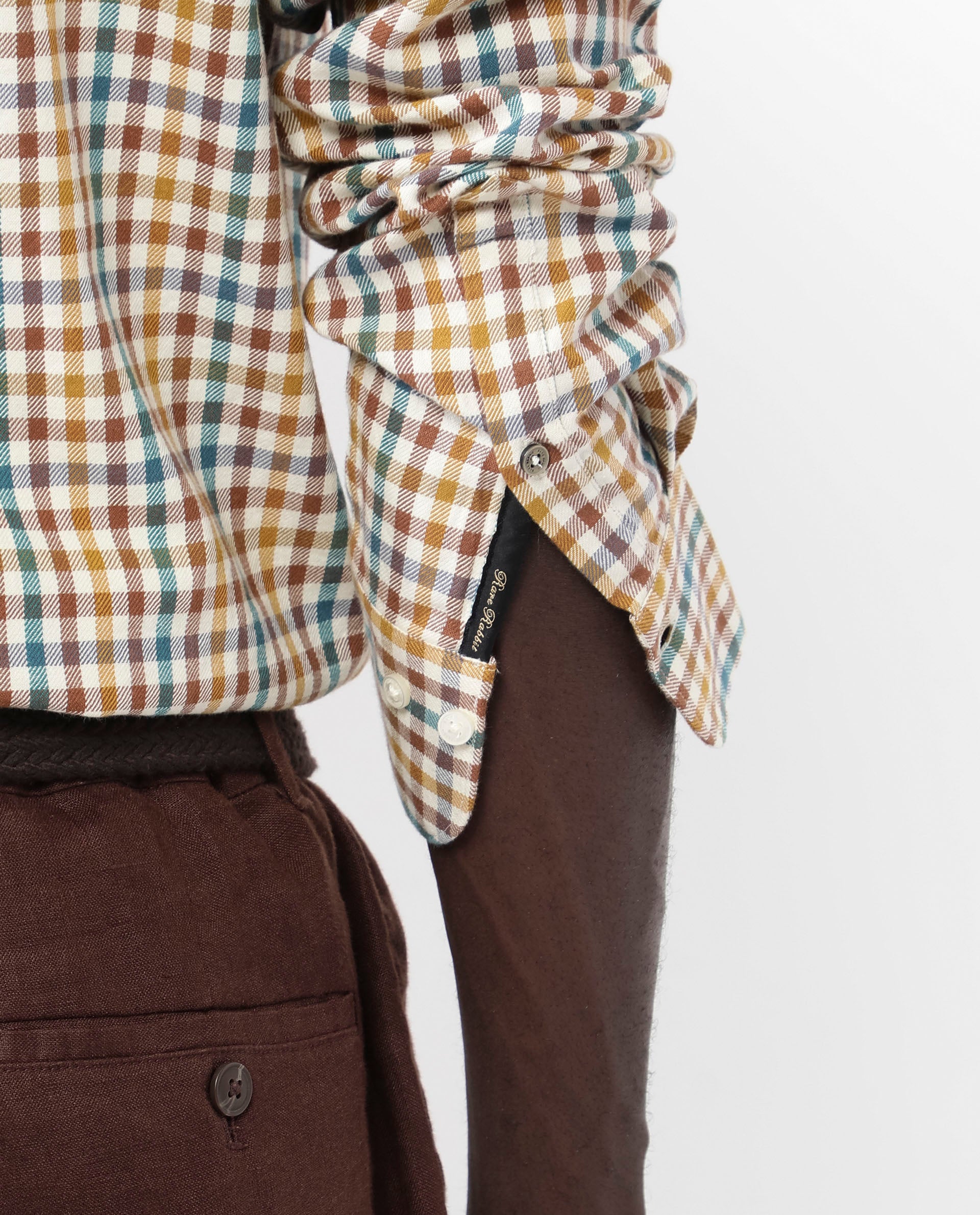 Rare Rabbit Mens Essen Mustard Cotton Fabric Full Sleeve Regular Fit Gingham Checks Print Twill Shirt