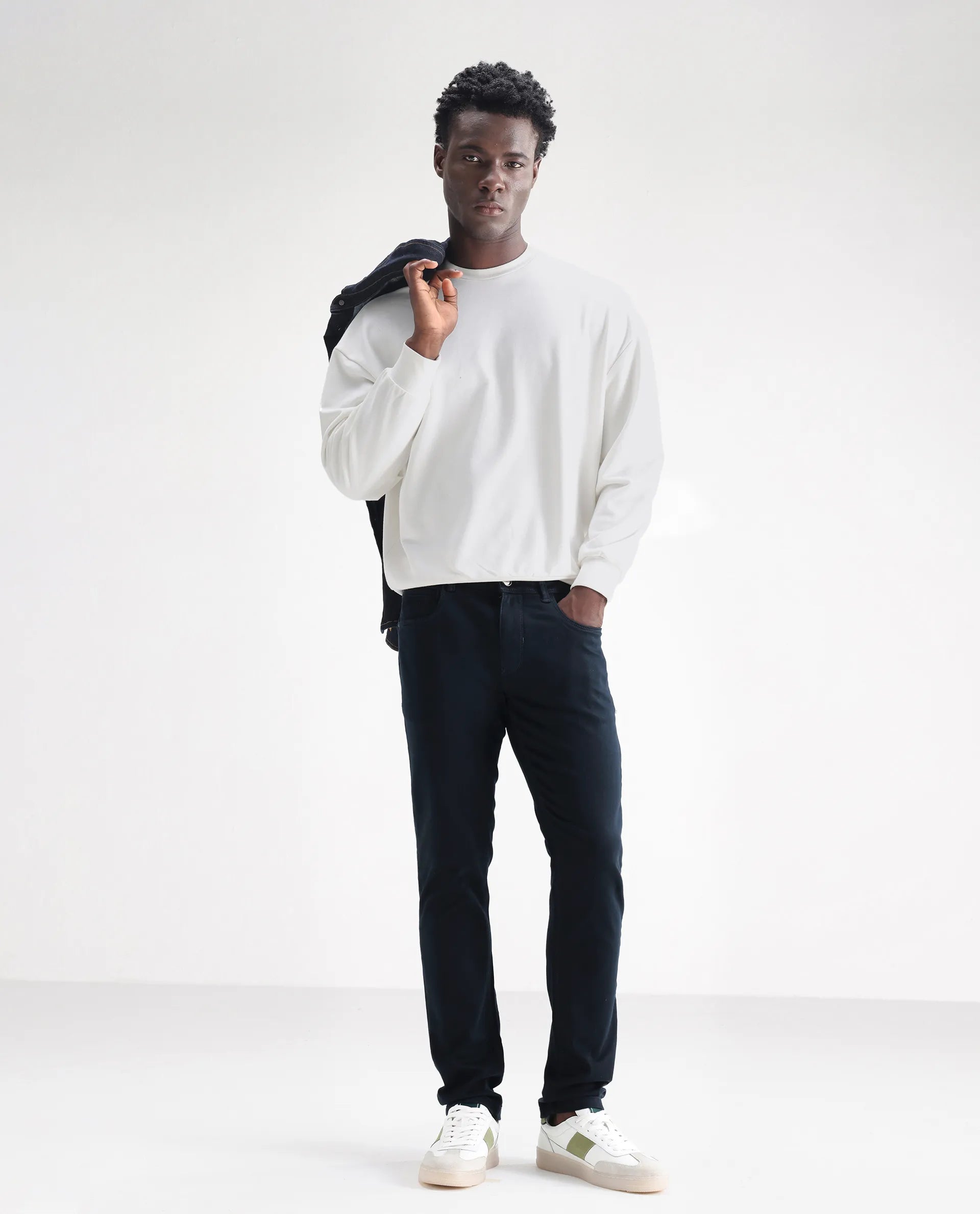 Rare Rabbit Men's Essen Dusky Teal Cotton Plain Hawk Slim Fit Jeans