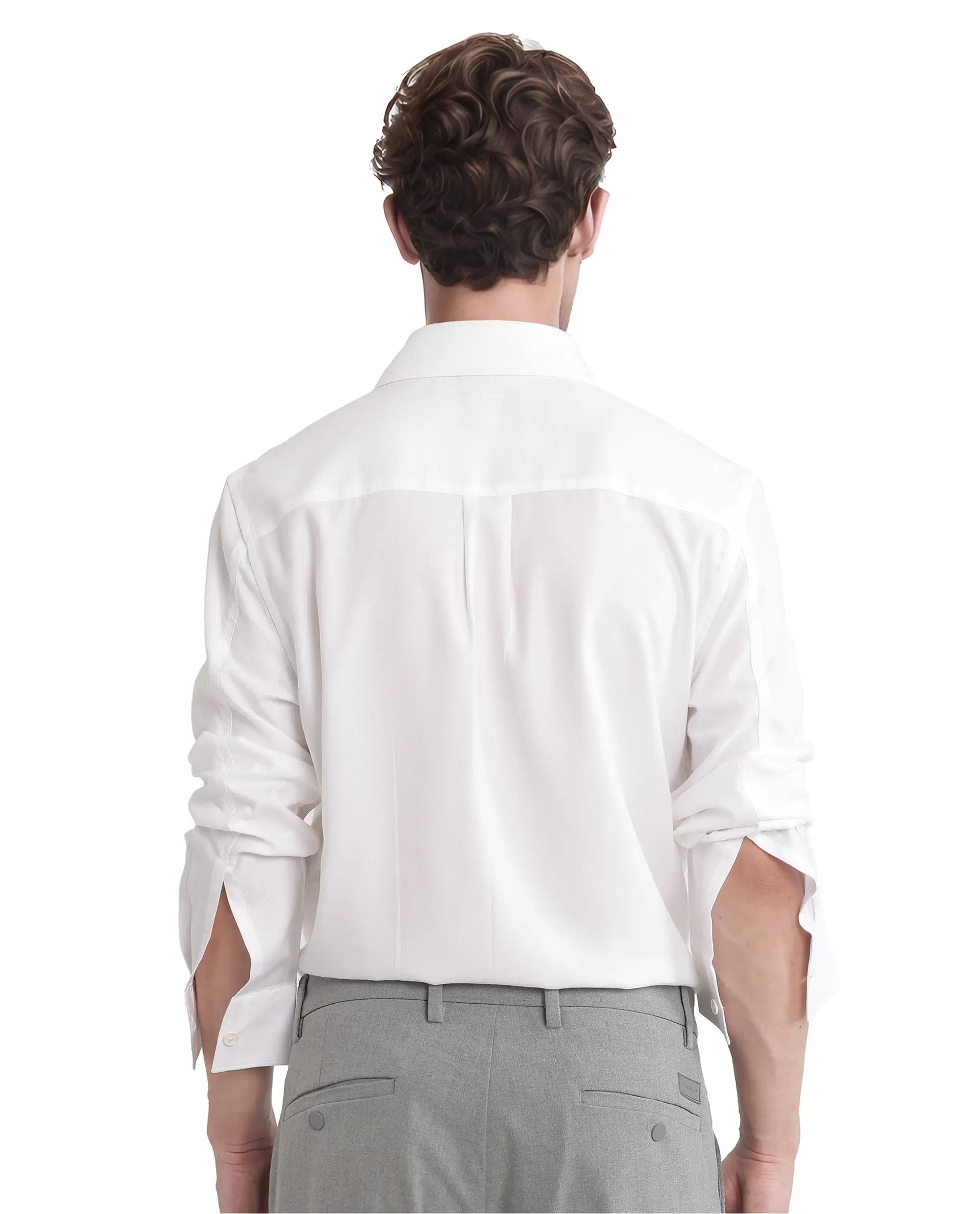 Rare Rabbit Men Esso Ls-25 White Excel Viscose Fabric Full Sleeve Regular Collar Button Closure Relaxed Fit Plain Shirt