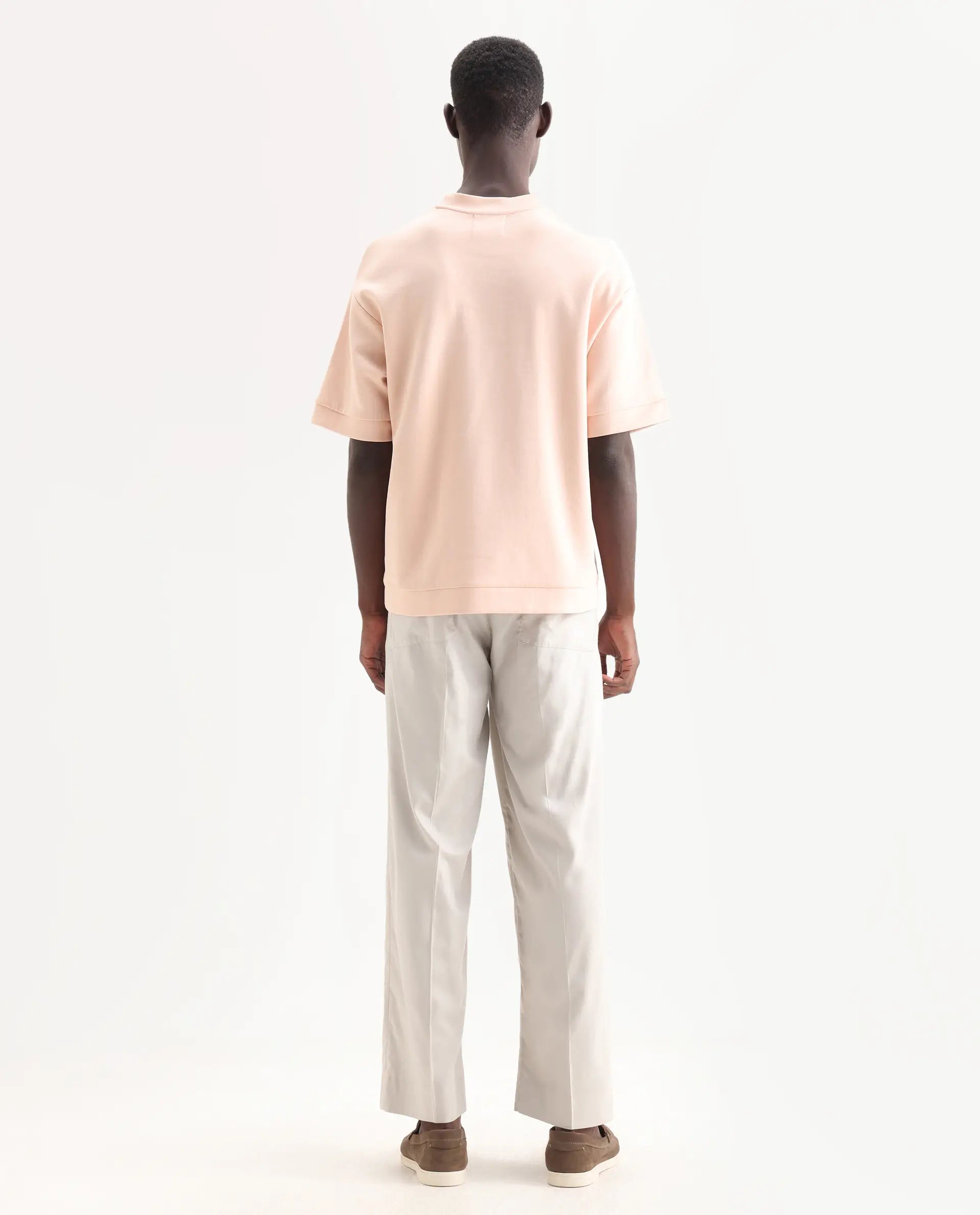 Rare Rabbit Men's Essot Grey Cotton Blend Plain Baggy Fit Trouser