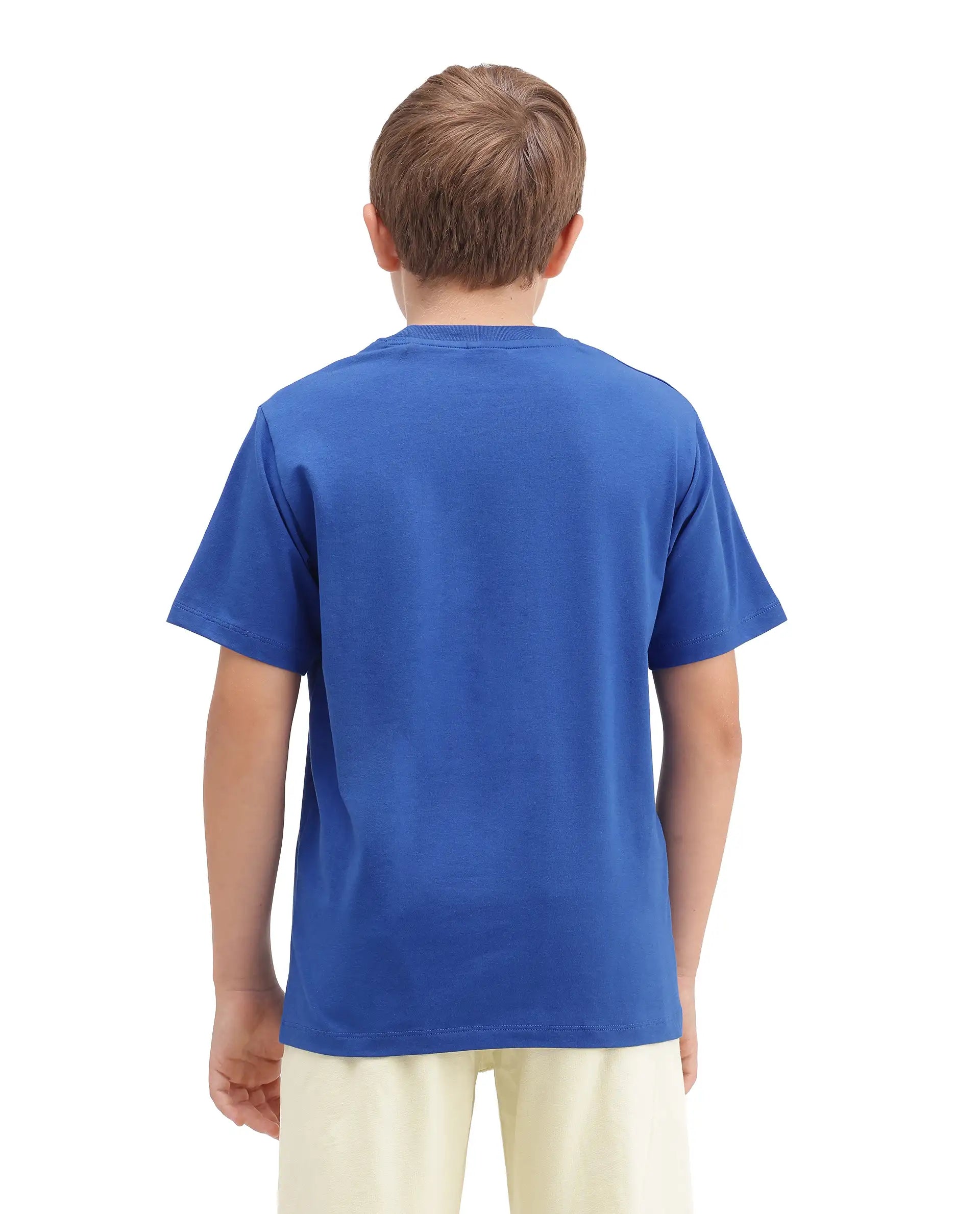 Rare Ones Kids Evia Blue Cotton Blend Fabric Pull-On Closure Regular Fit Graphic Print T-Shirt