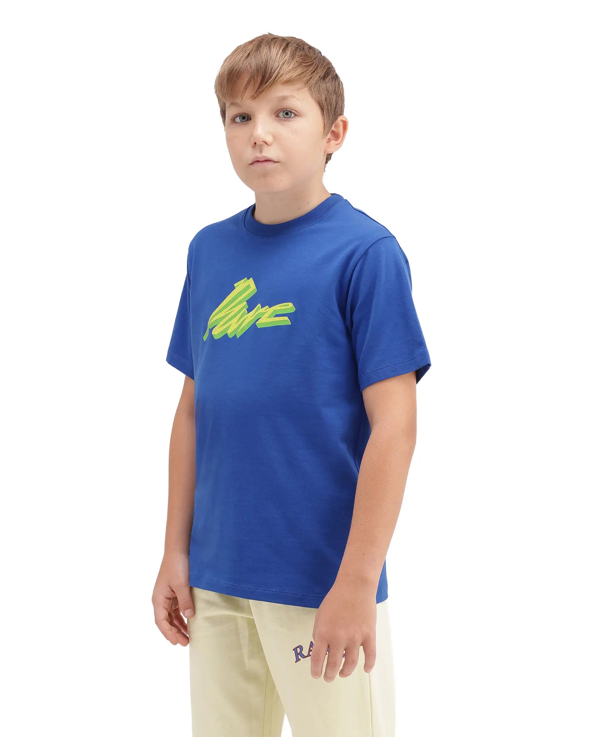 Rare Ones Kids Evia Blue Cotton Blend Fabric Pull-On Closure Regular Fit Graphic Print T-Shirt