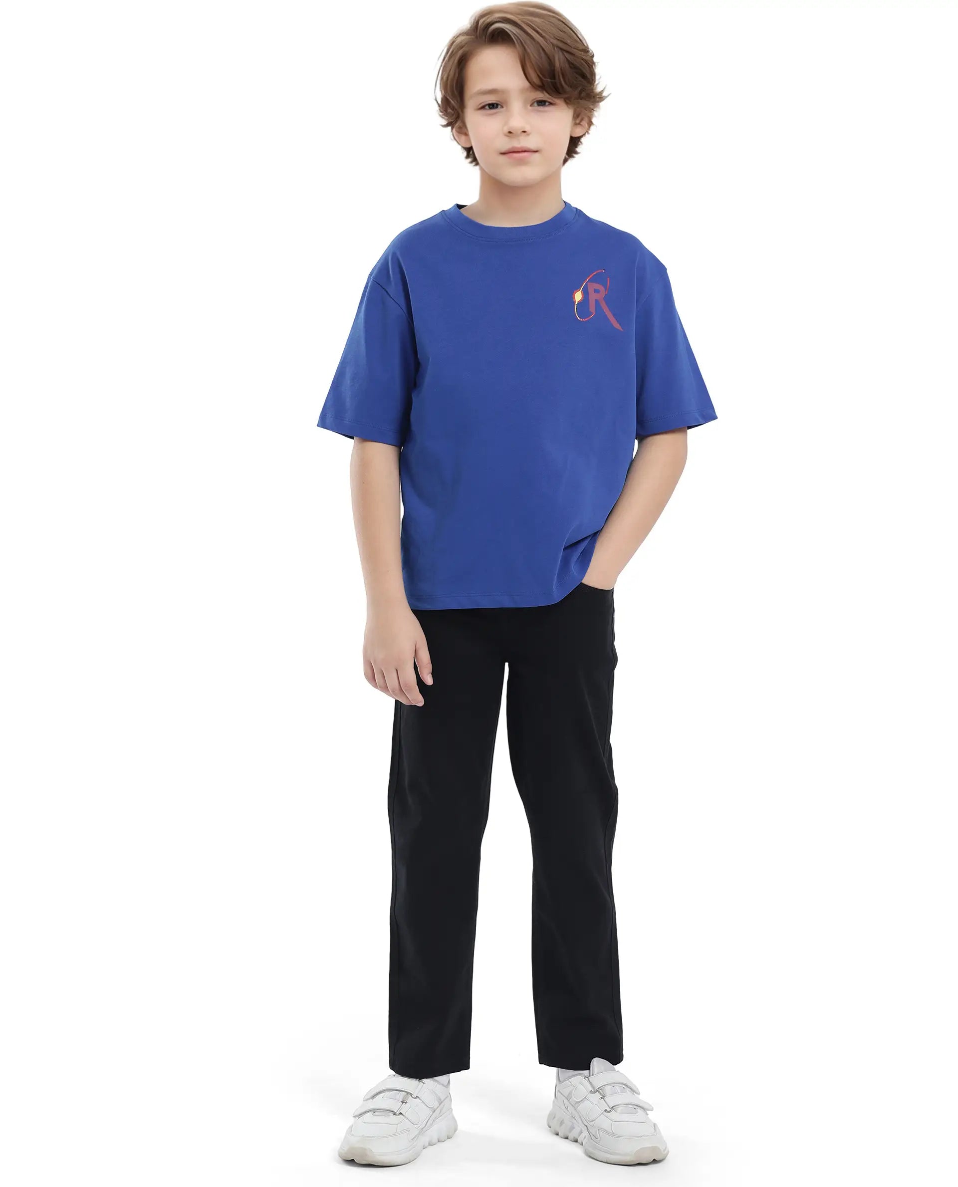 Rare Ones Kids Expo Blue Cotton Short Sleeve Crew Neck Printed Boxy T-Shirt