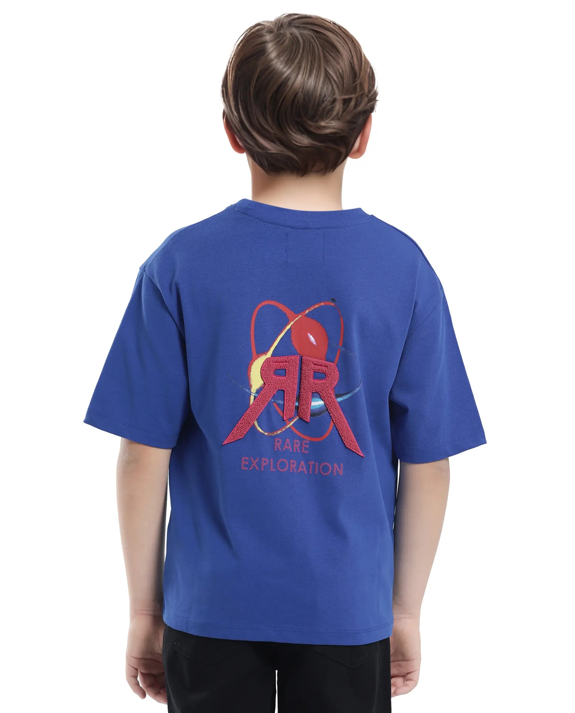 Rare Ones Kids Expo Blue Cotton Short Sleeve Crew Neck Printed Boxy T-Shirt