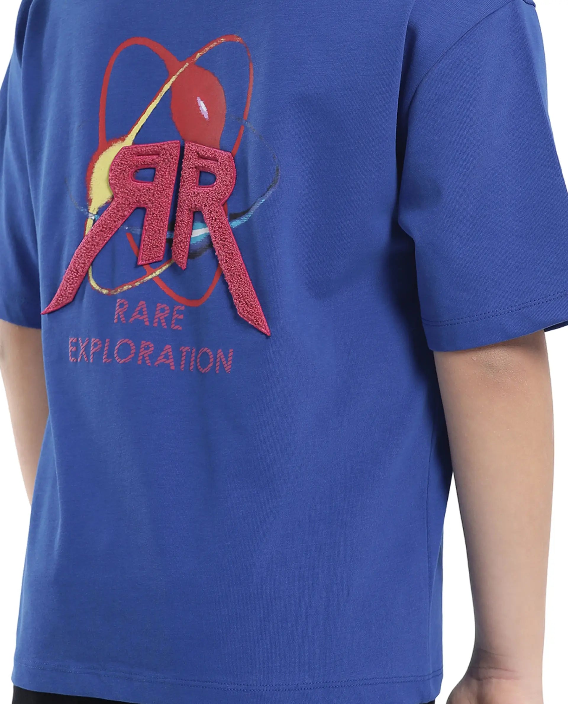 Rare Ones Kids Expo Blue Cotton Short Sleeve Crew Neck Printed Boxy T-Shirt
