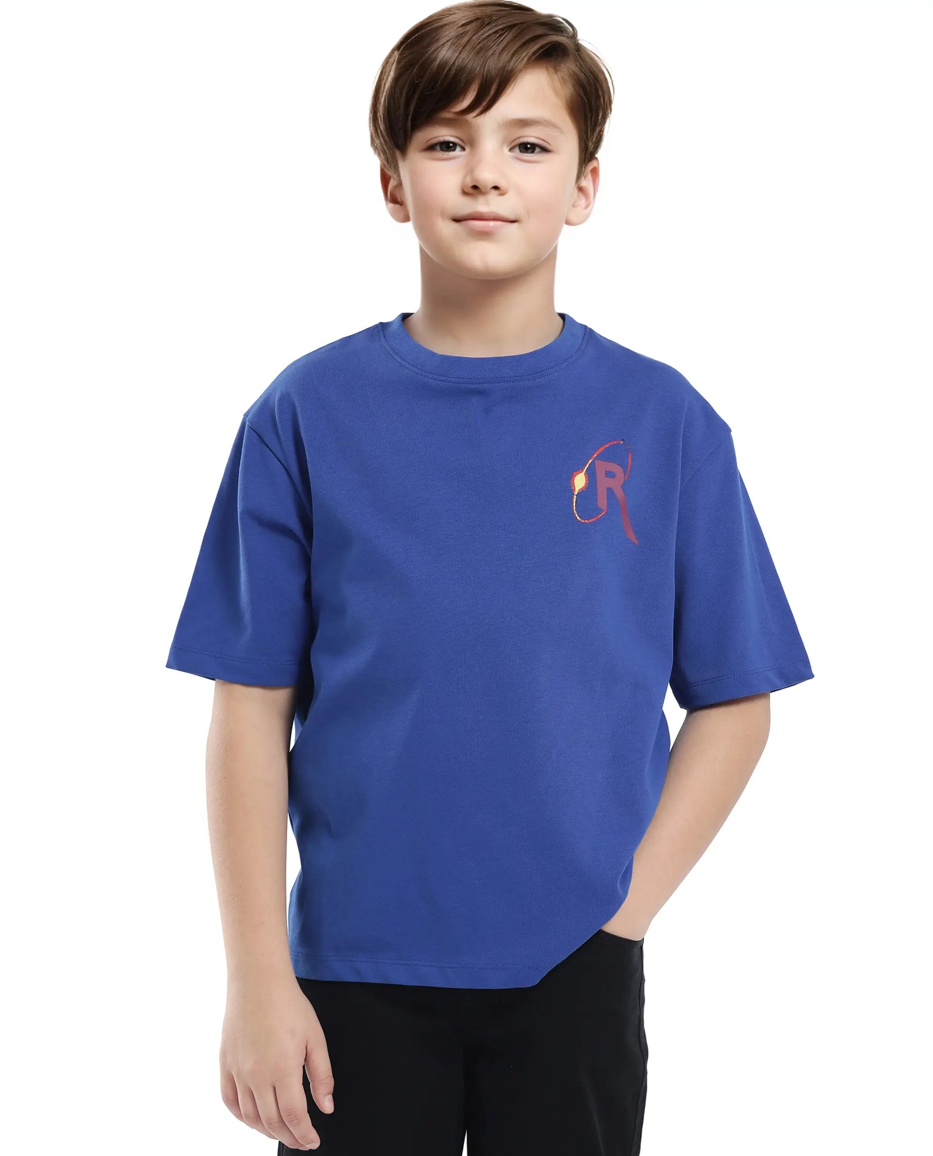 Rare Ones Kids Expo Blue Cotton Short Sleeve Crew Neck Printed Boxy T-Shirt