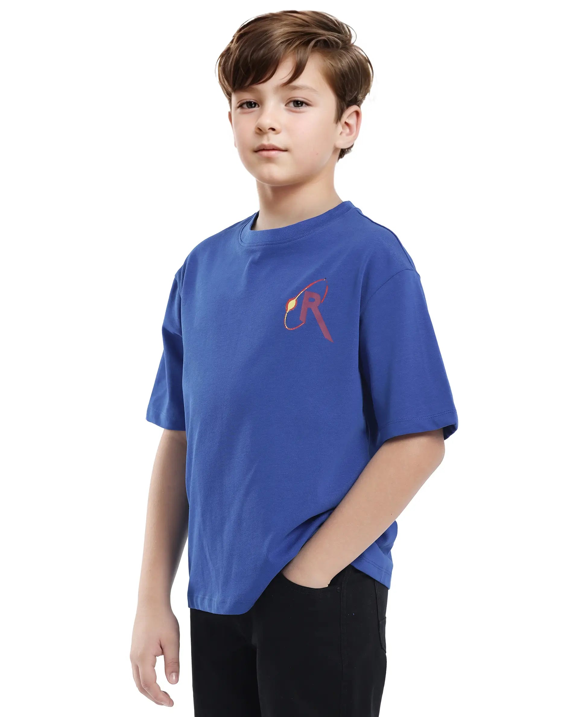 Rare Ones Kids Expo Blue Cotton Short Sleeve Crew Neck Printed Boxy T-Shirt