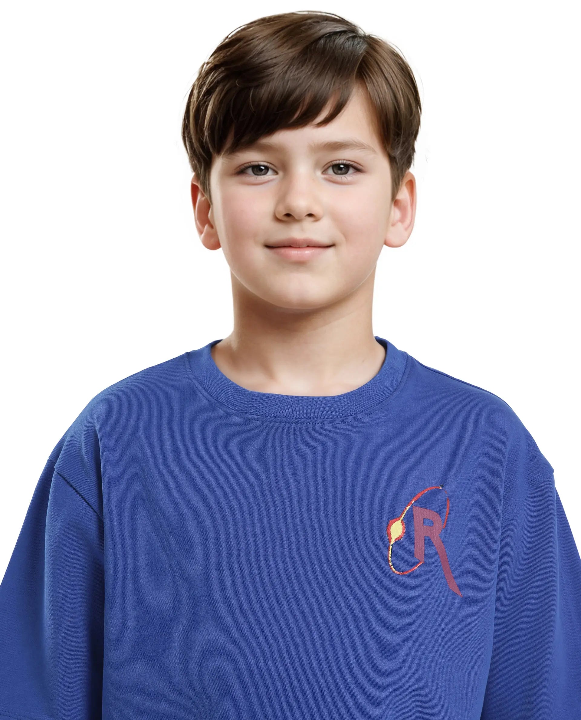 Rare Ones Kids Expo Blue Cotton Short Sleeve Crew Neck Printed Boxy T-Shirt