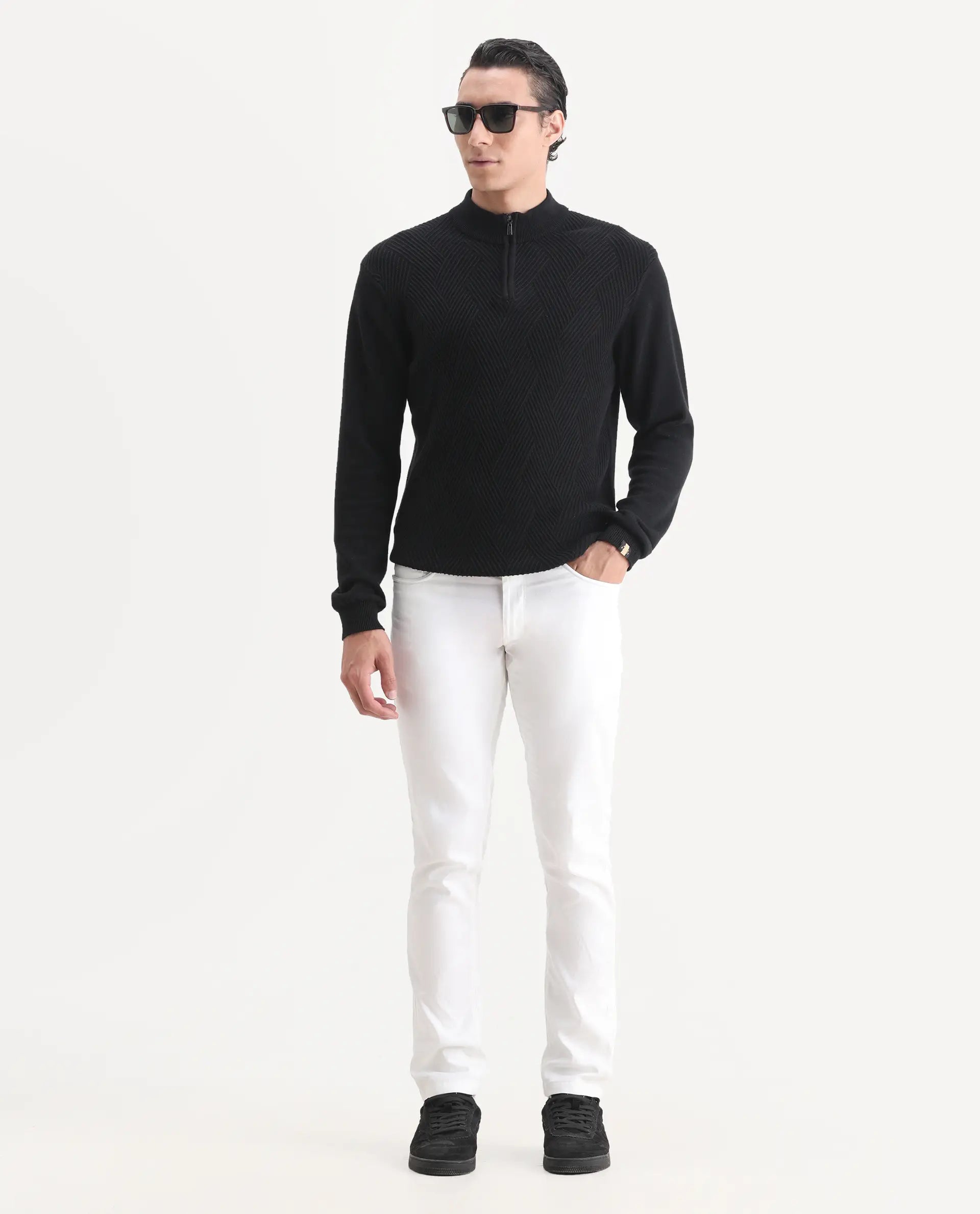 Rare Rabbit Men's Expore White Linen Blend Plain Regular Fit Trouser