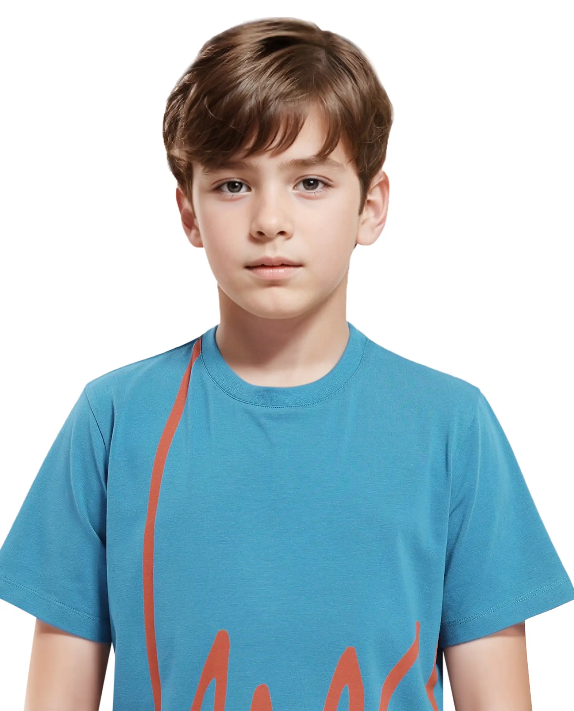 Rare Ones Kids Ezon Turq Cotton Short Sleeve Crew Neck Graphic Signature Print T-Shirt