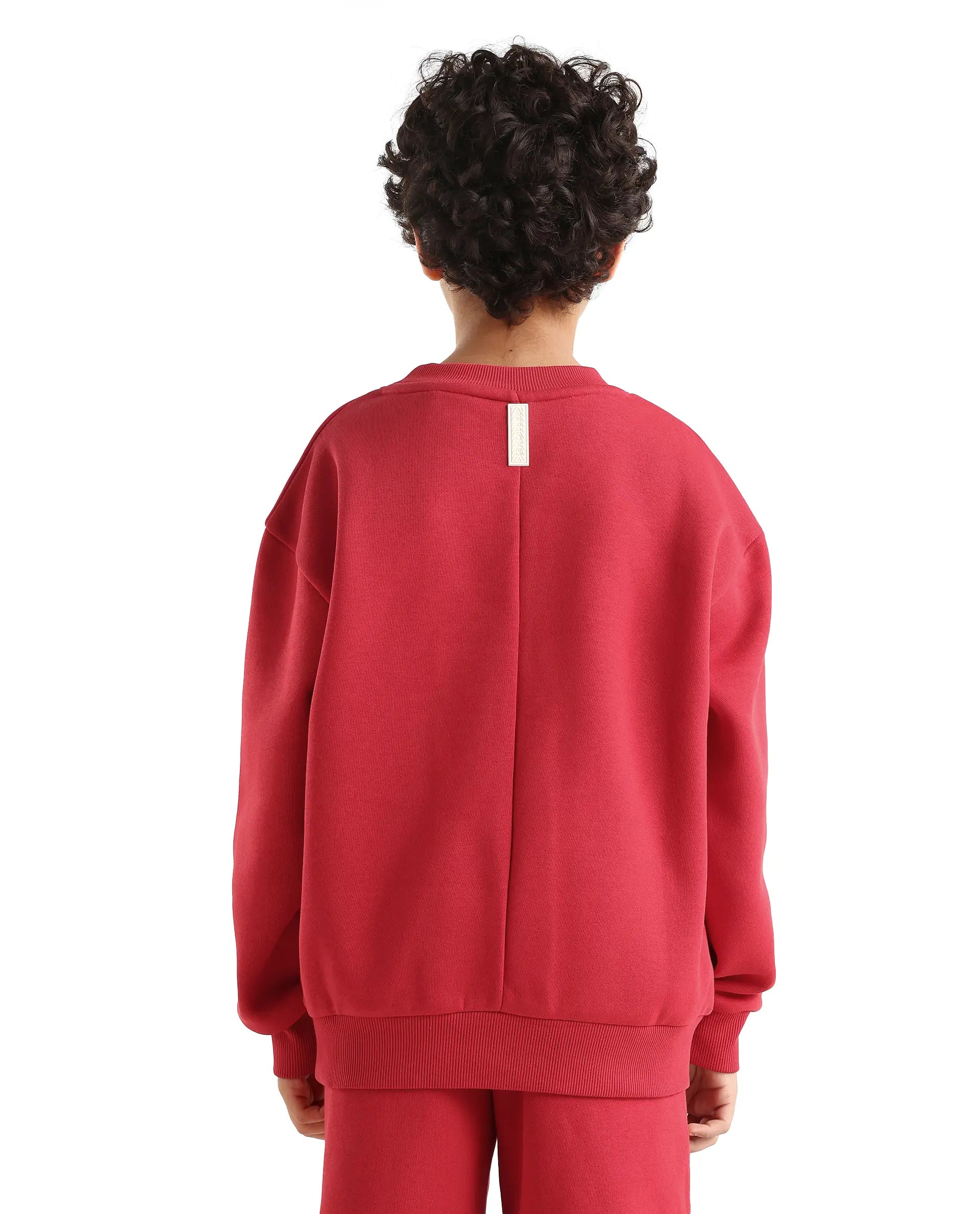 Rare Ones Kids Fabio Dark Red Cotton Blend Pull-On Closure Graphic Print Full Sleeves Boxy Sweatshirt