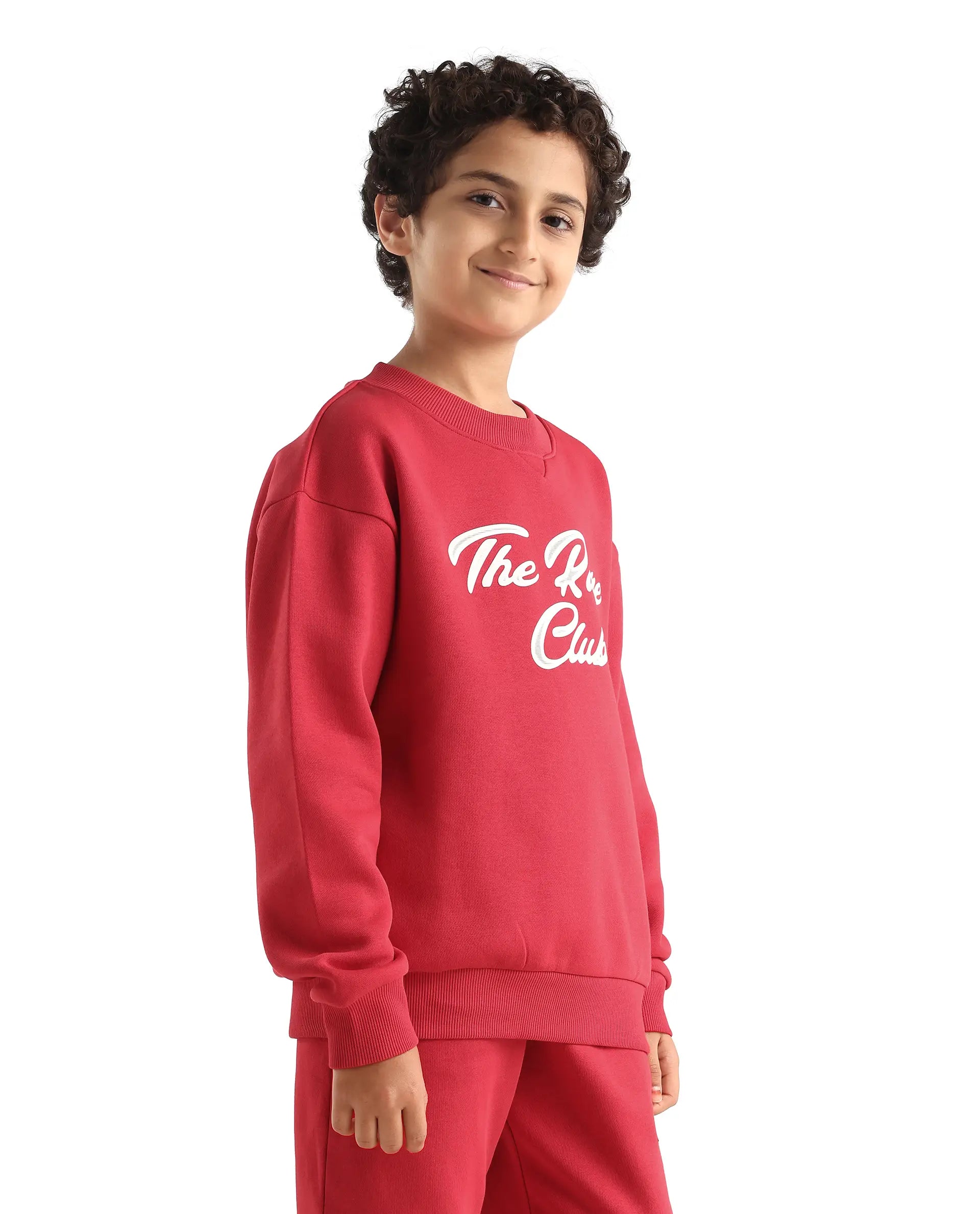 Rare Ones Kids Fabio Dark Red Cotton Blend Pull-On Closure Graphic Print Full Sleeves Boxy Sweatshirt